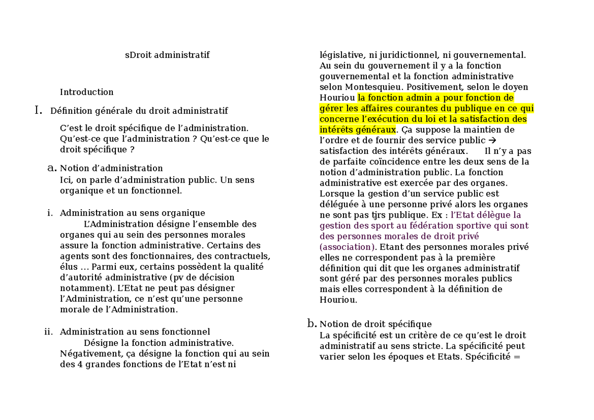 CM Droit Administratif : Introduction et Notions Fondamentales - Studocu