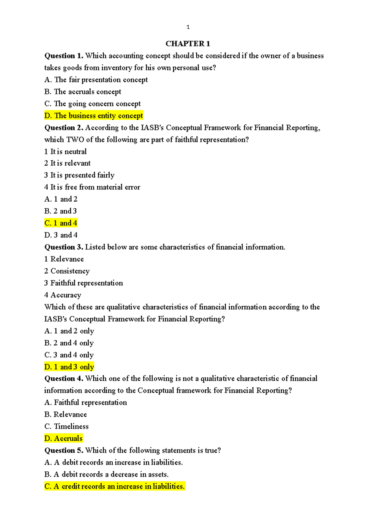 Financial Accounting (FA1) - Chapter 1 & 2 Study Guide - Studocu