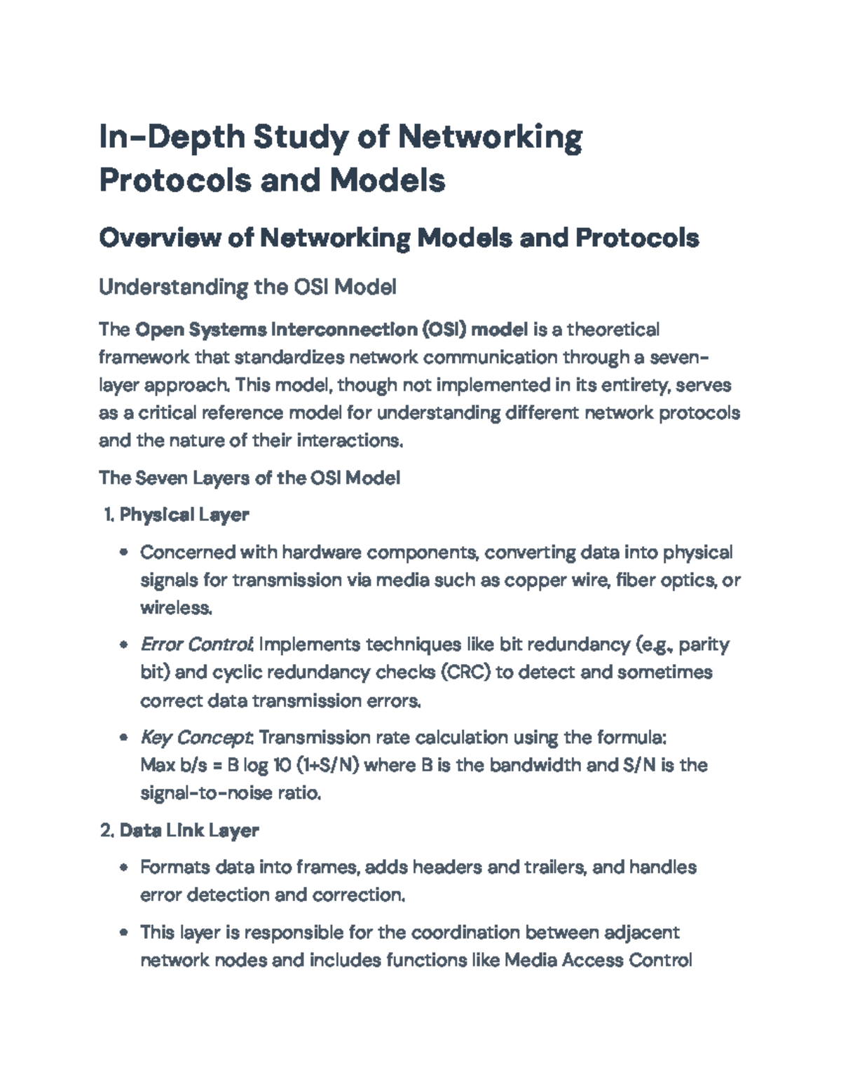 In-Depth Study of Networking Protocols and Models (CS101) - In-Depth ...