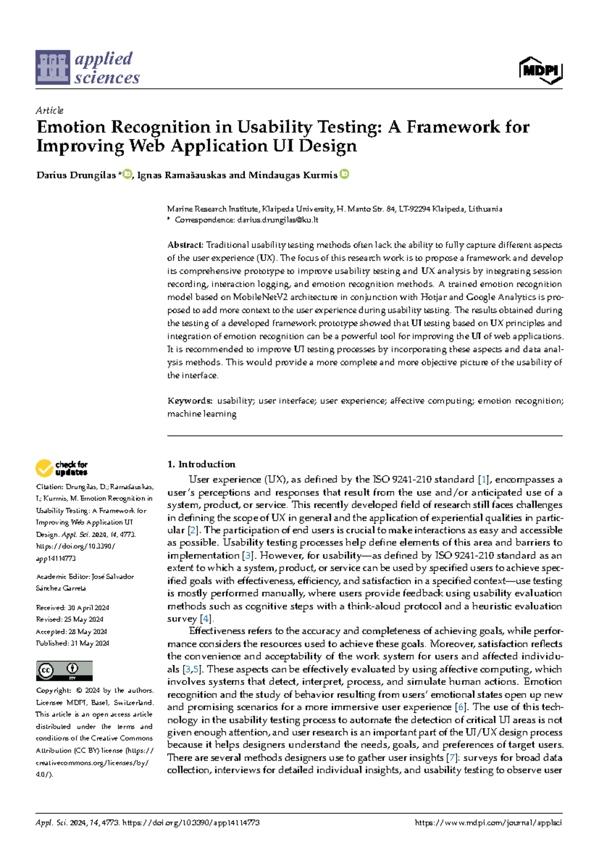 Emotion Recognition Framework for Usability Testing in Web Apps (FYP ...