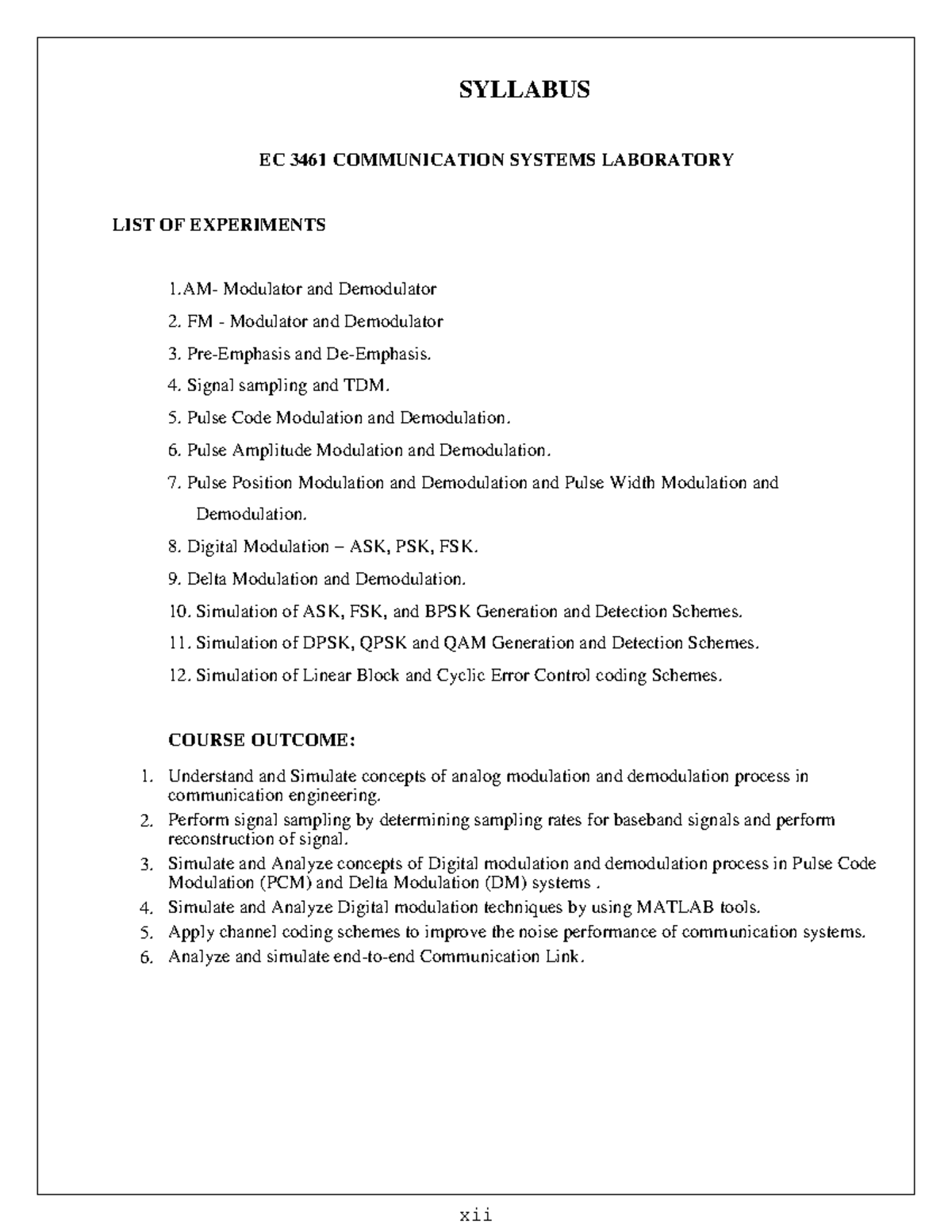 CS LAB Manual II Year - ECE: Communication Systems Experiments - Studocu