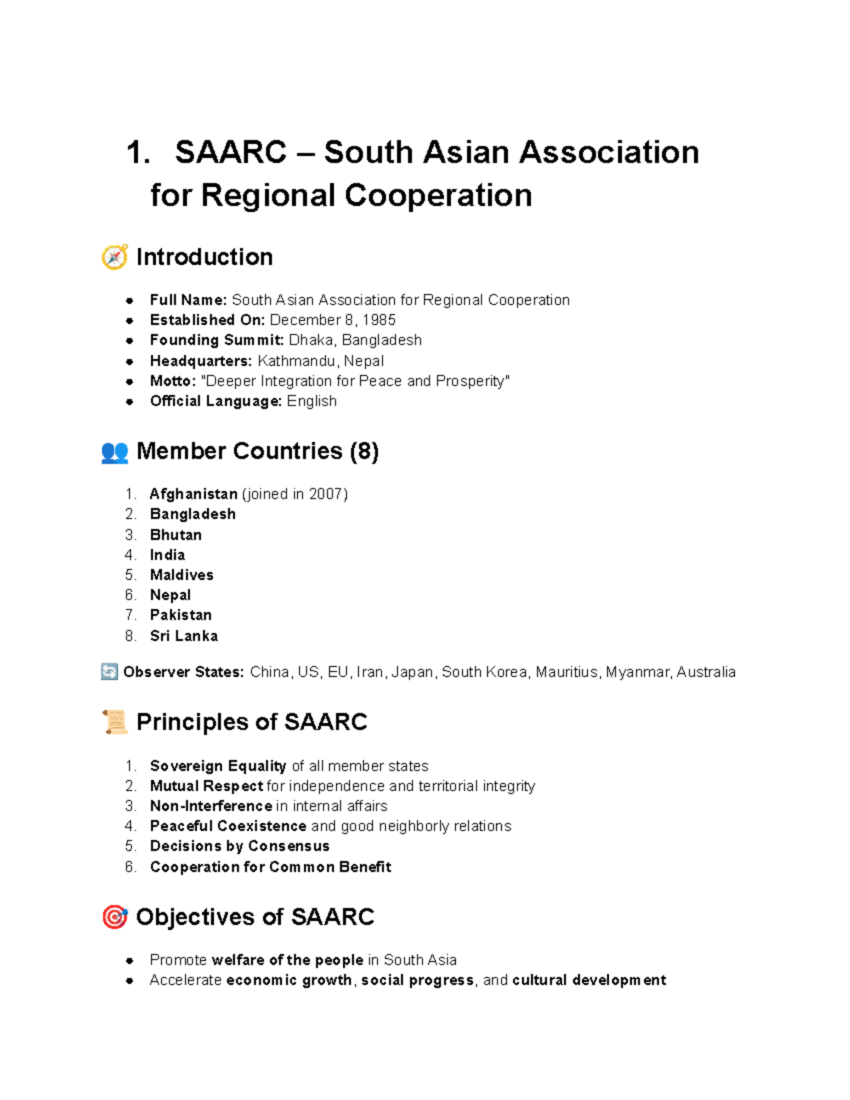 SAARC and Regional Cooperation: An Overview of Economic Integration ...