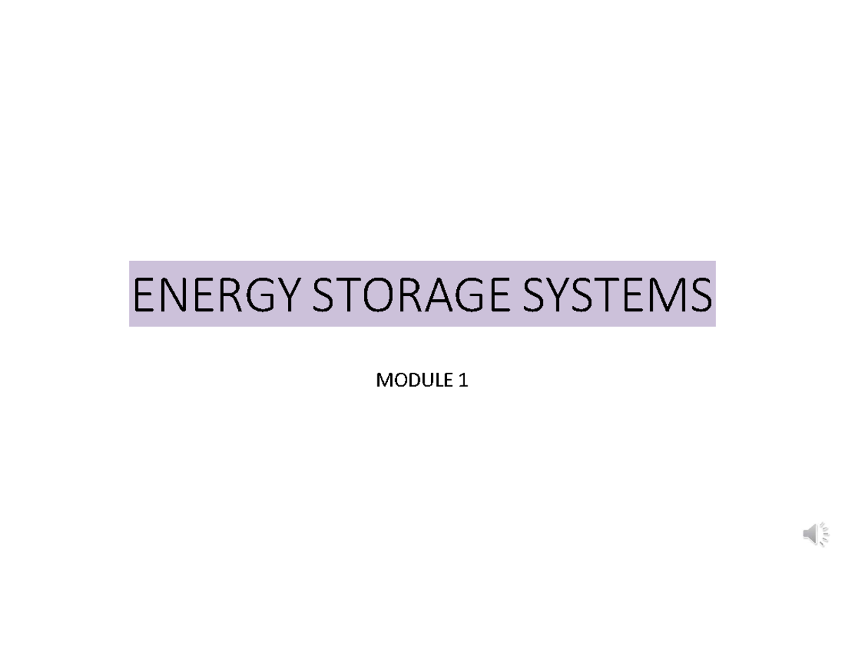 ESS 1 - Introduction to Energy Storage Systems in Power Systems - Studocu