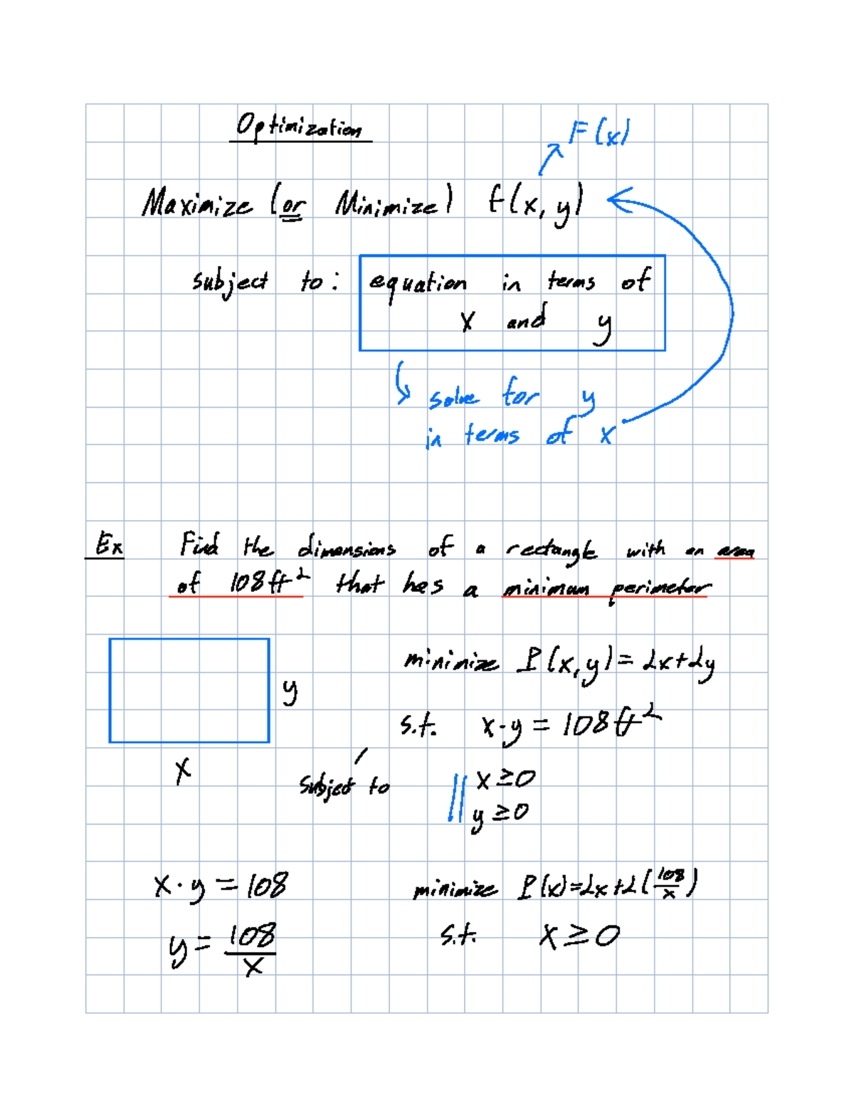 4.6 Notes - Optimization AF x Maximize of Minimize f x y subject to ...