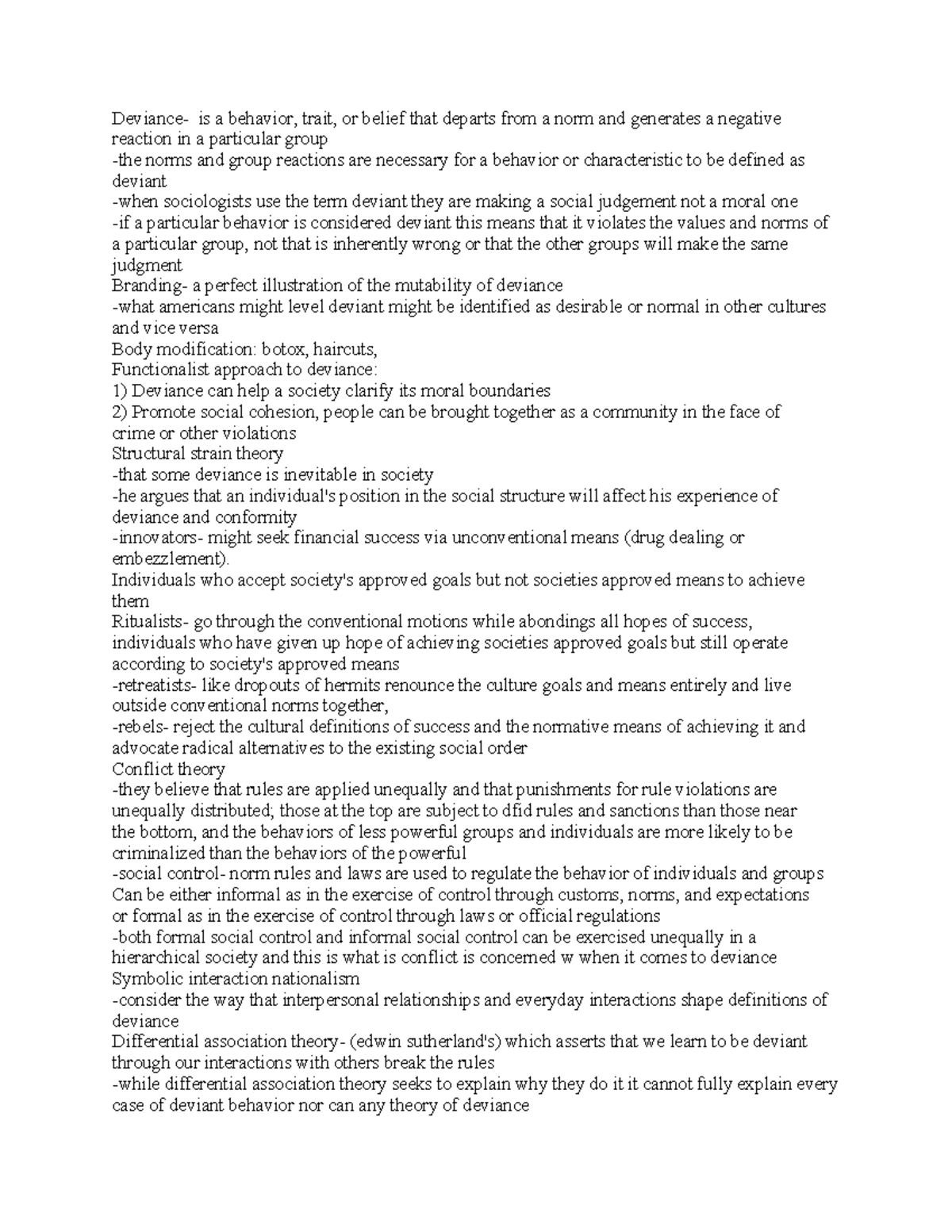 Chapter 6 Notes: Understanding Deviance in Sociology Concepts - Studocu