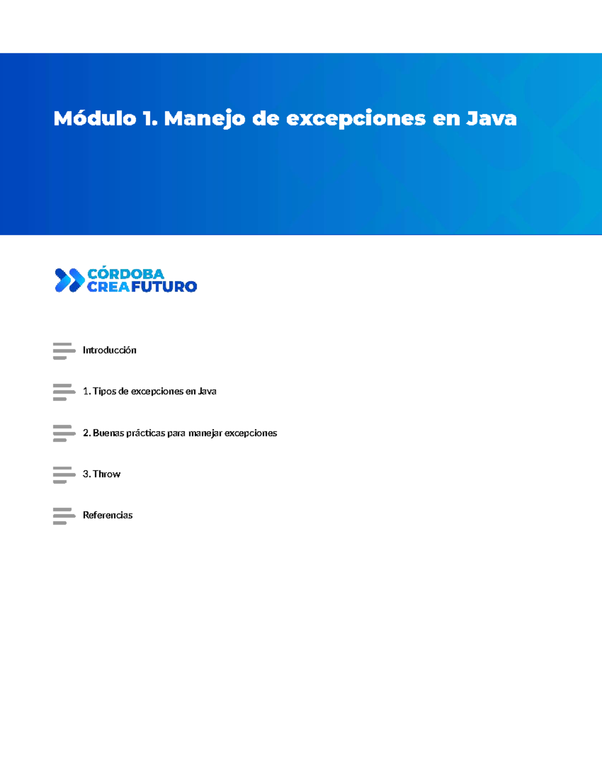 Módulo 1: Manejo de Excepciones en Java - Lección 1 de 5 - Studocu