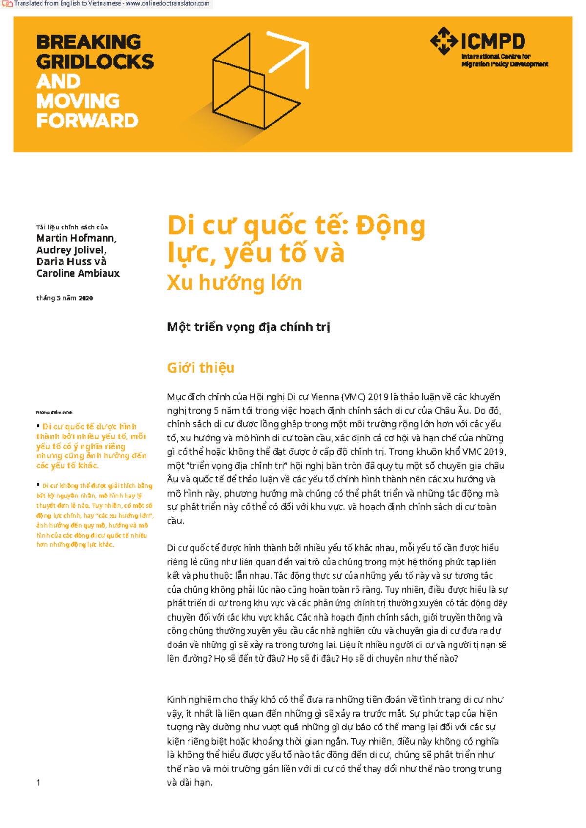 Policy Paper - Geopolitical Outlook on International Migration - Tài ...
