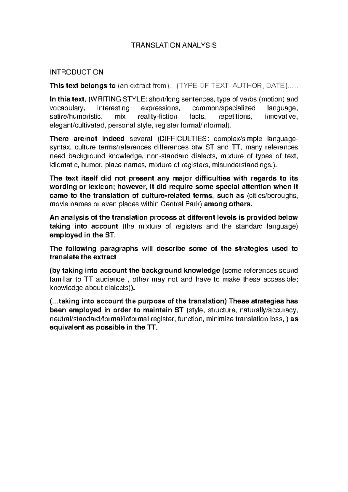 Translation Analysis Exam: Strategies for Effective Language Conversion ...