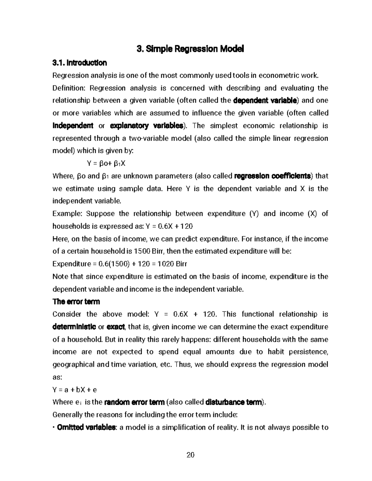 Econometrics Ac Fn: Simple Regression Model Overview and Analysis - Studocu