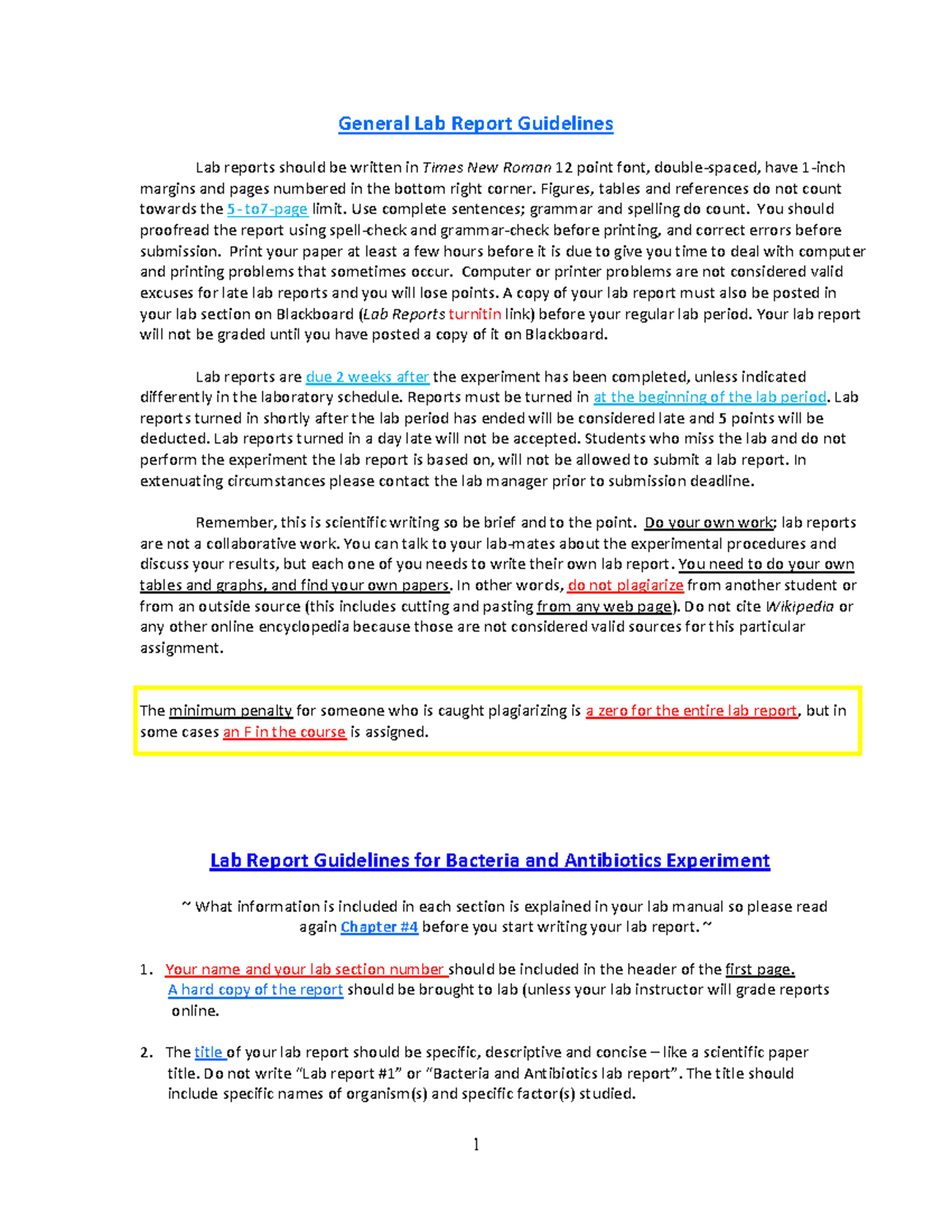 BISC 120 Bacteria and Antibiotics Lab Report: Writing Guidelines - Studocu