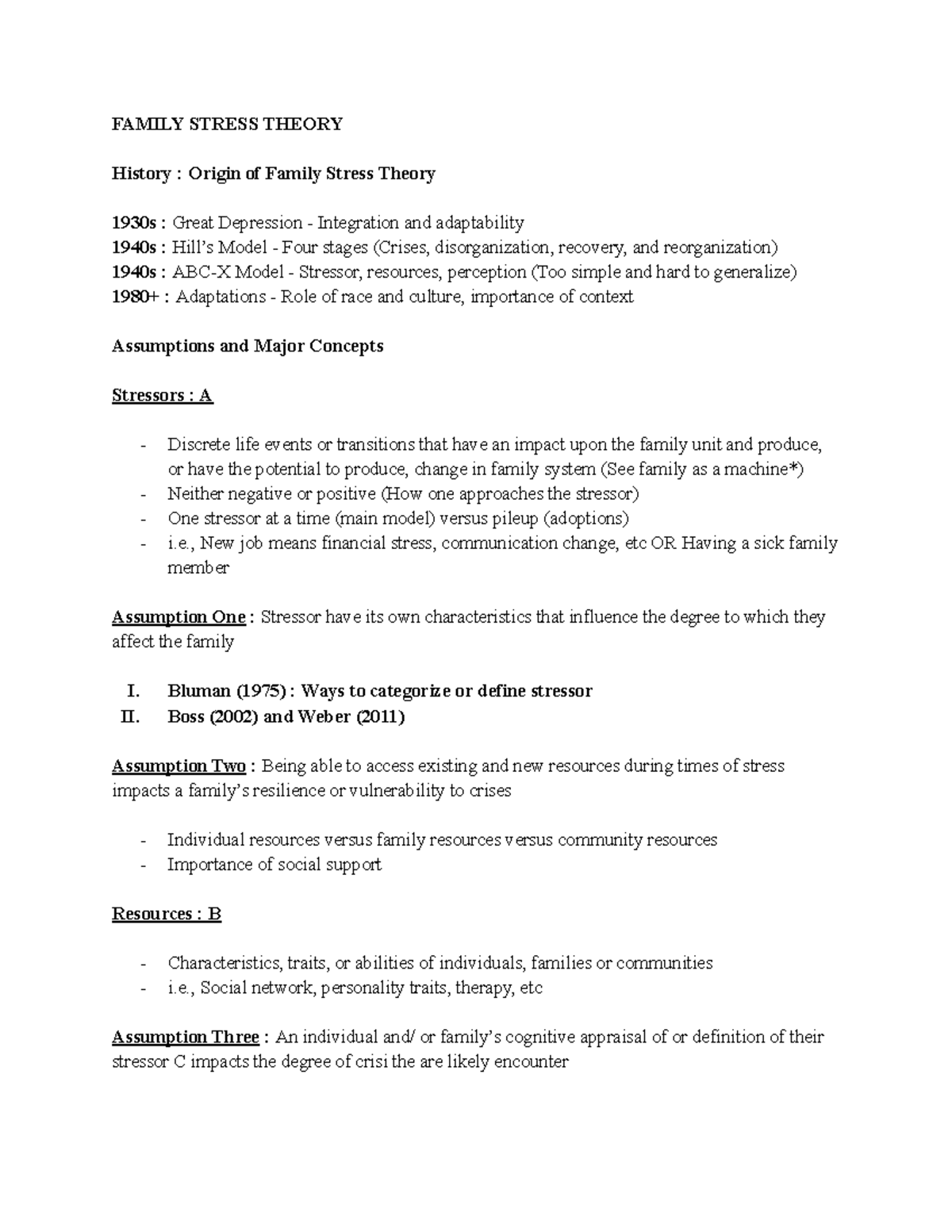 SOCI 415 801 Lecture Notes: Family Stress Theory Overview - Studocu