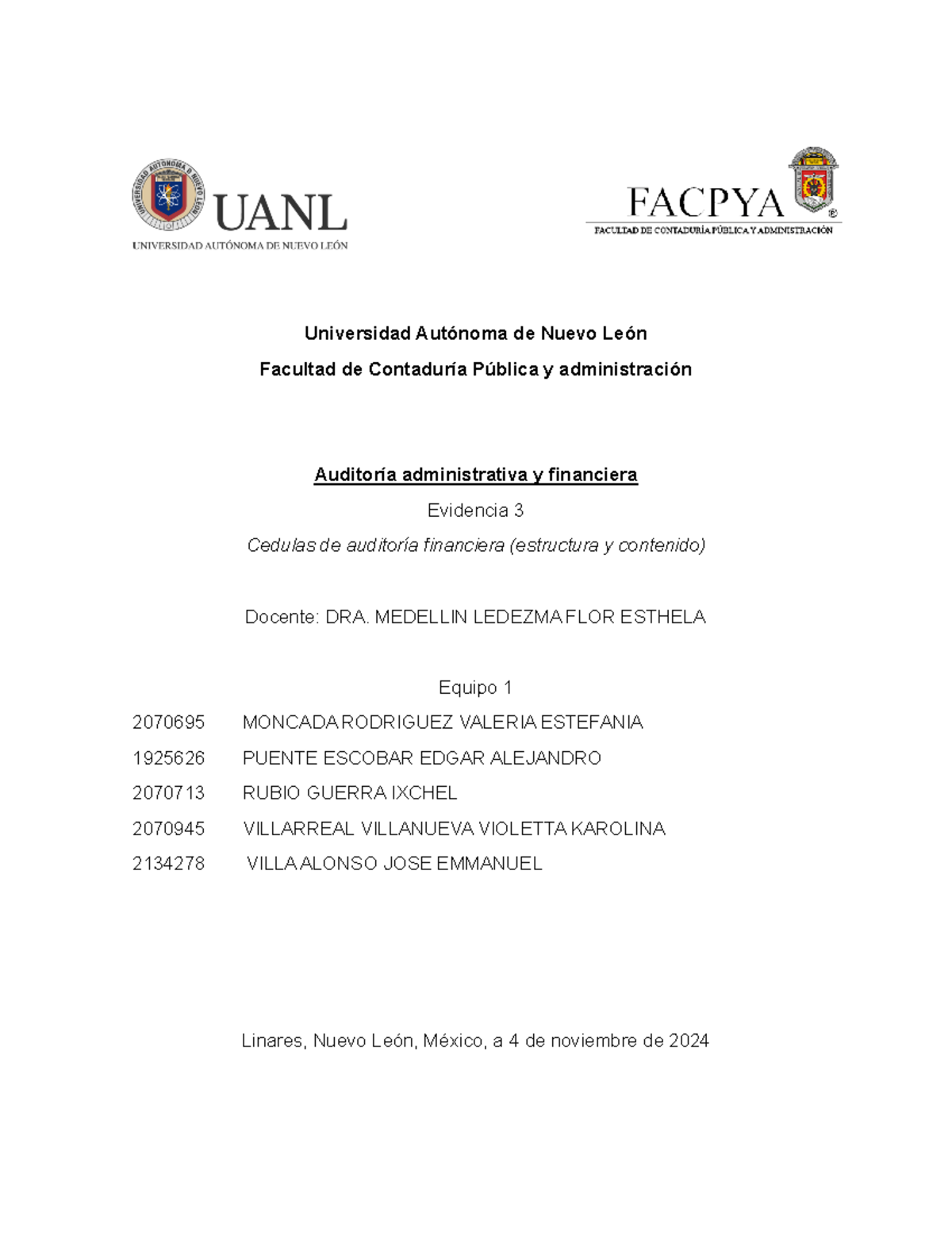 EV4 - evidencia 4 - Universidad Autónoma de Nuevo León Facultad de ...