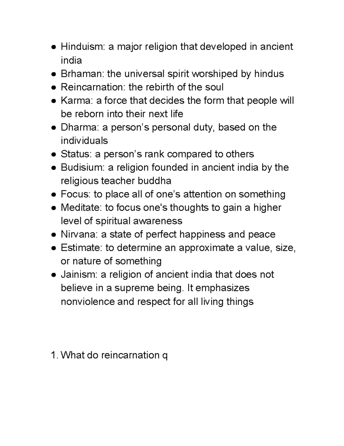 Ancient india vocab - W notes - Hinduism: a major religion that ...