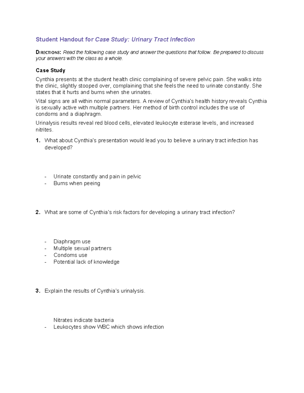 Ch 23 UTI Case Study Analysis and Discussion Guide - Studocu