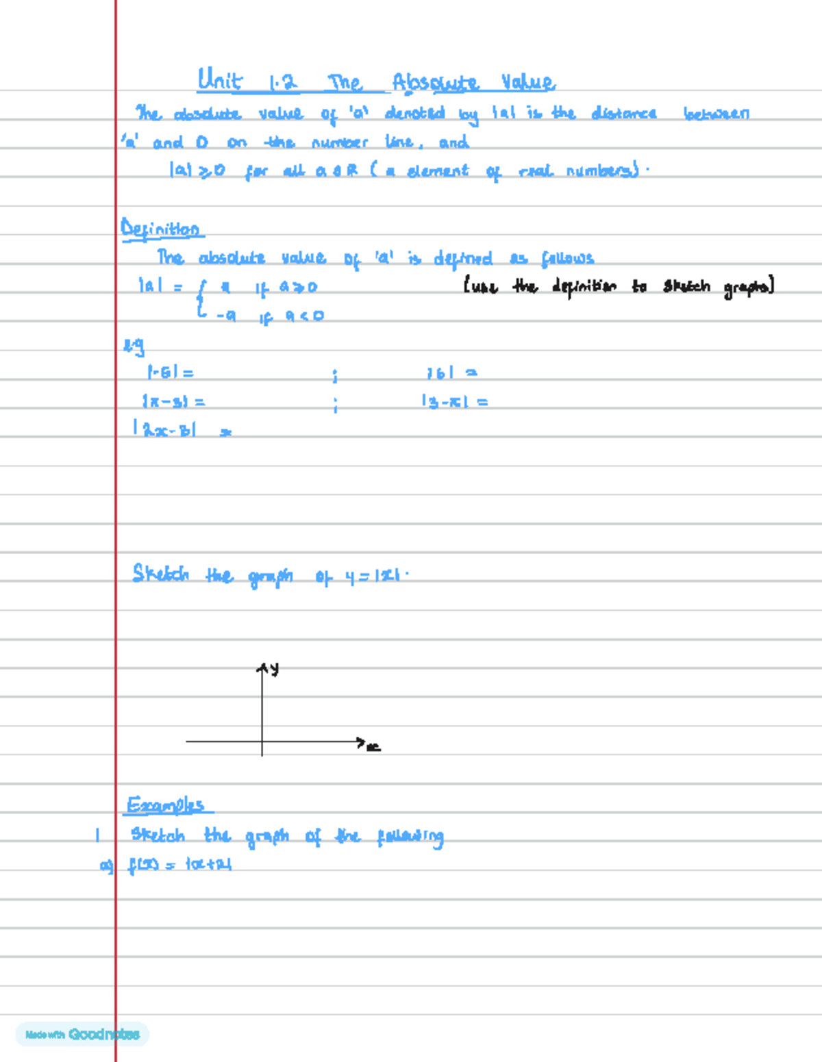 Unit 1.2: Understanding Absolute Values and Their Graphs - Studocu