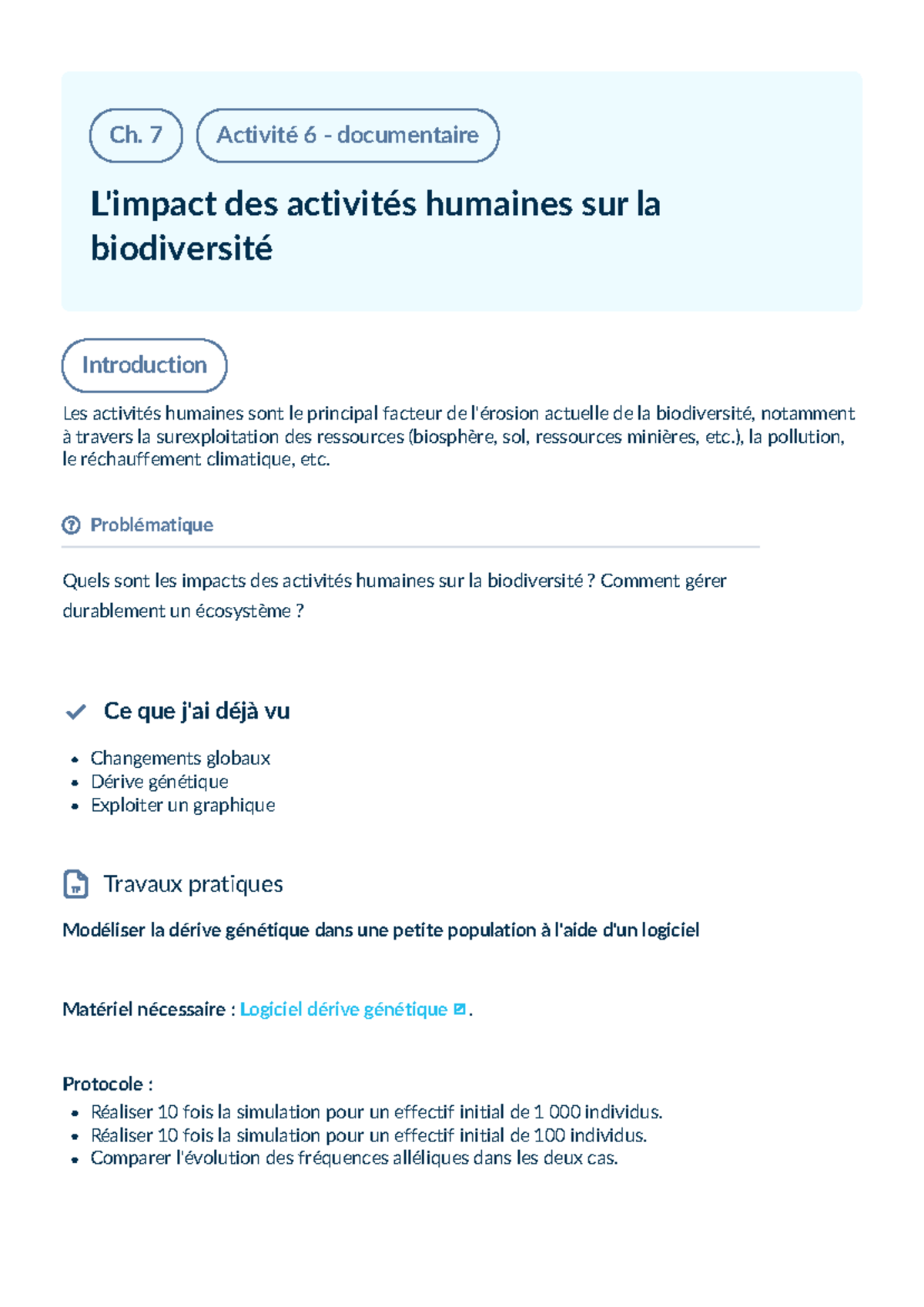Ch. 7 Activité 6 - Impact des Activités Humaines sur la Biodiversité ...