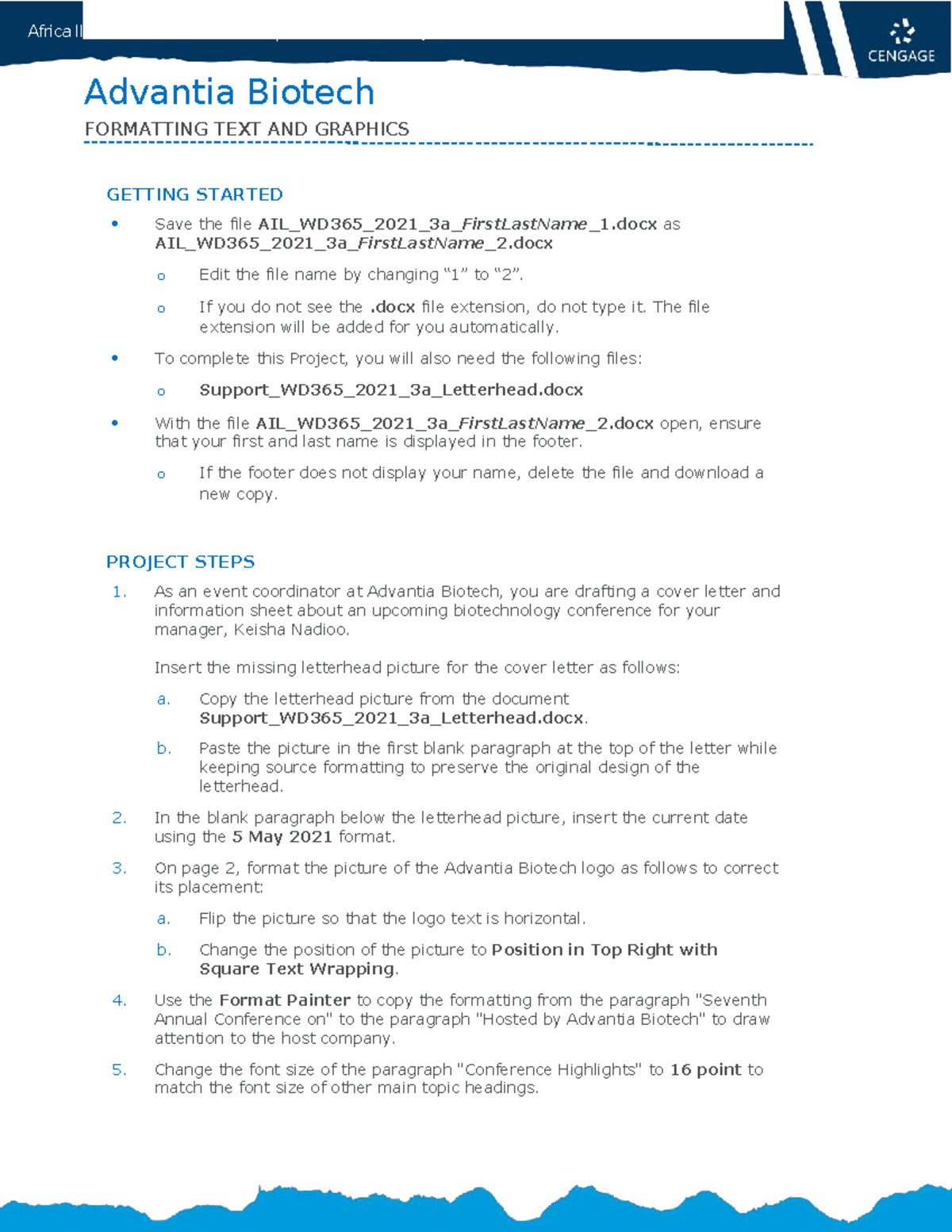 AIL WD365 2021 Module 3: SAM Project 1a Formatting Guide - Studocu