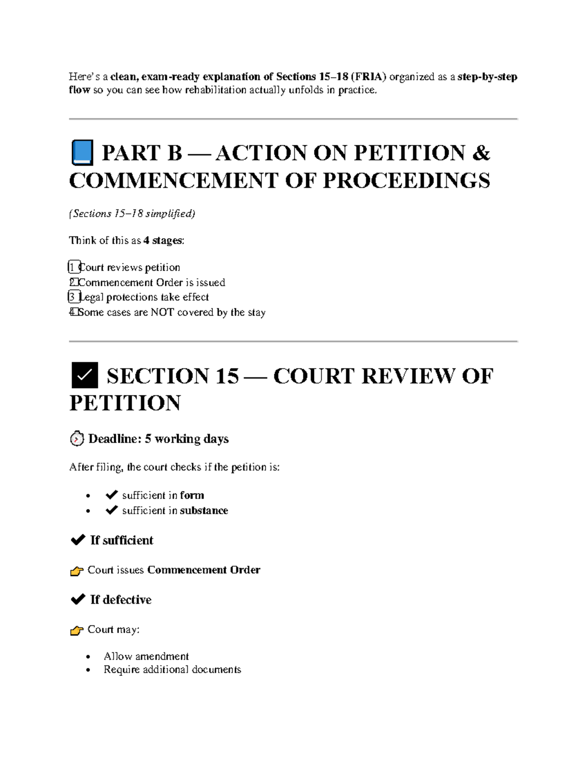 FRIA Court Order Flow: Understanding Rehabilitation Stages - Studocu