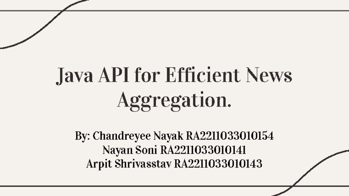 Java API for Efficient News Aggregation: Project Presentation ...