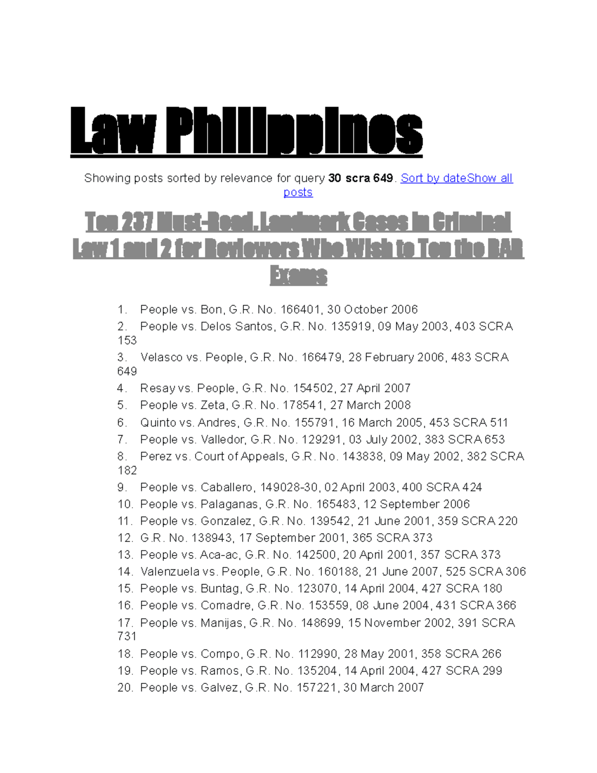 237 must read caes - Cases - Law Philippines Showing posts sorted by ...