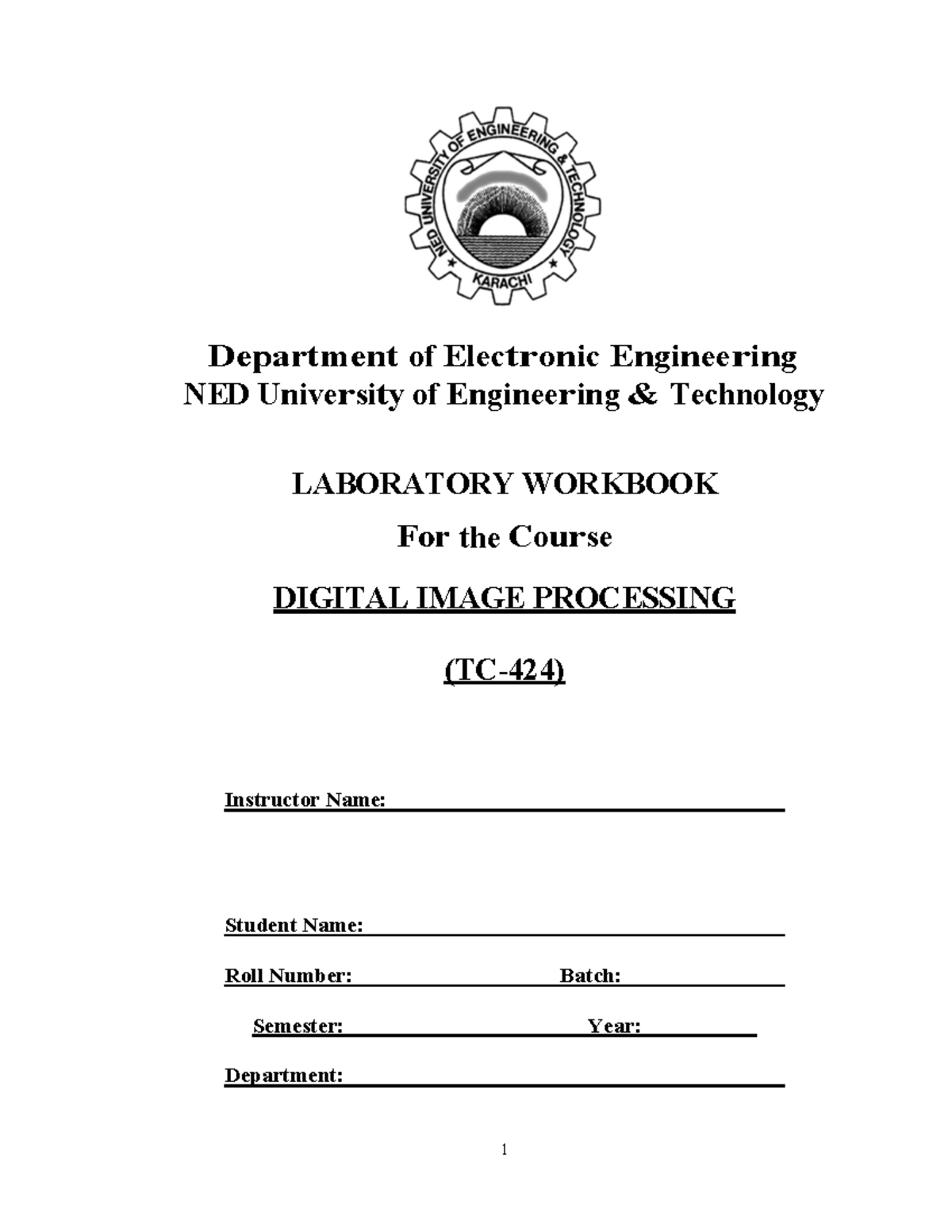DIP TC-424 Lab Workbook: Digital Image Processing Operations - Studocu