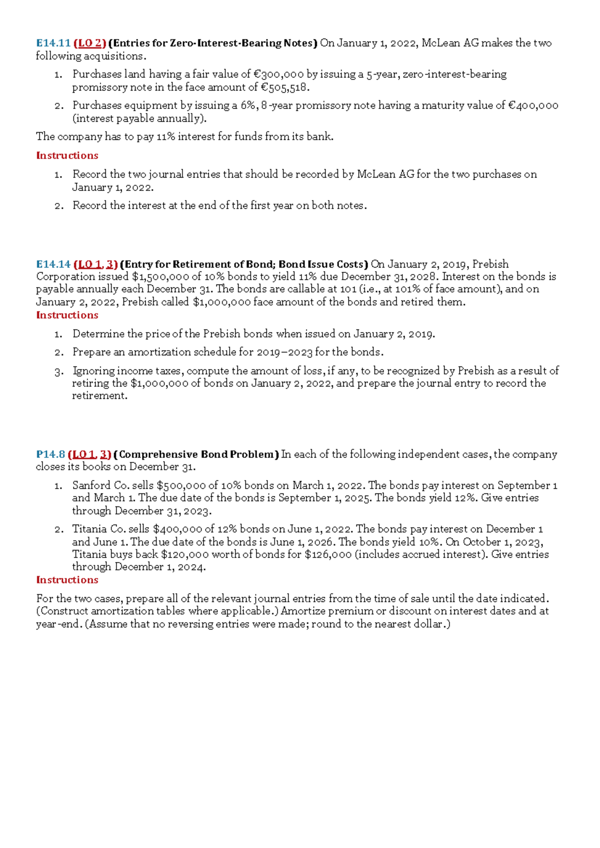 Ch 14: Entries for Zero-Interest & Interest-Bearing Notes (LO 1, 2, 3 ...