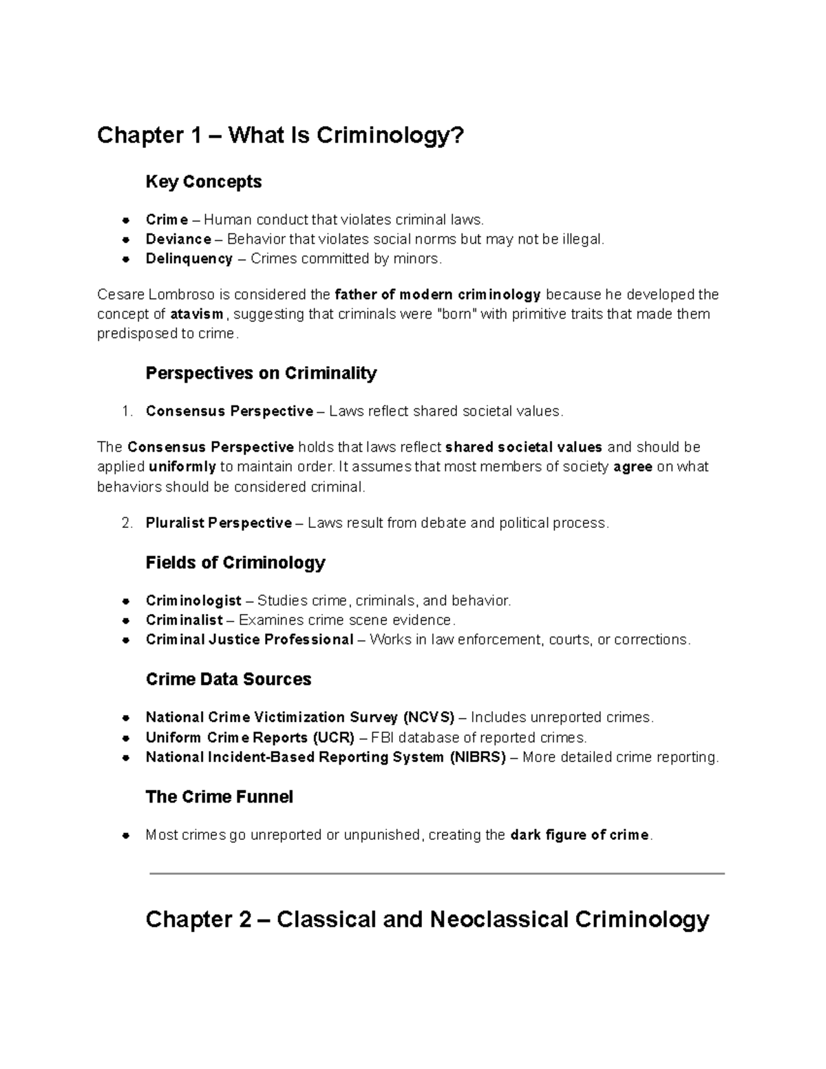 Theories Notes on Criminology: Key Concepts and Perspectives (CRIM101 ...