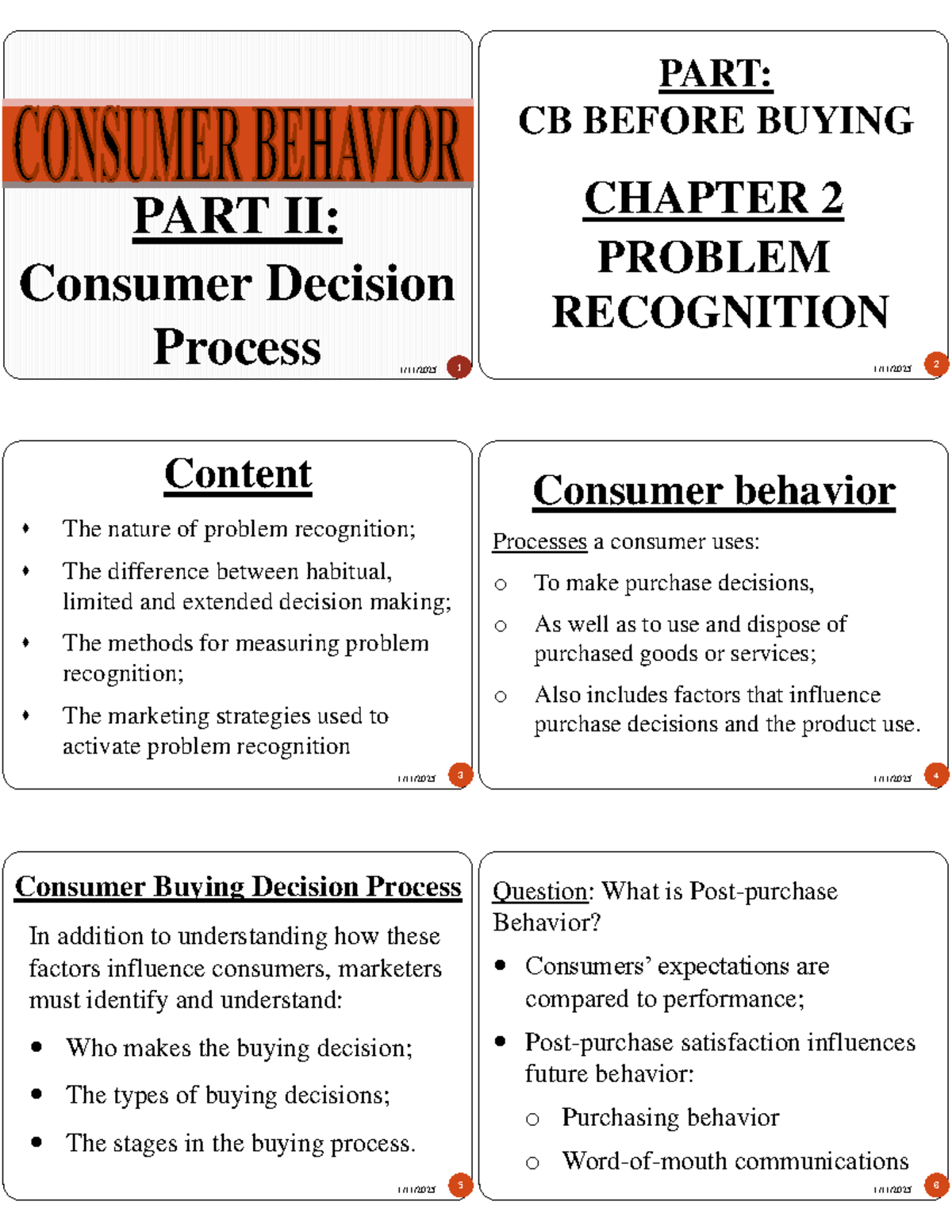 Chapter 2 Problem Recognition Part 1 - 1/11/2025 1 PART II: Consumer ...