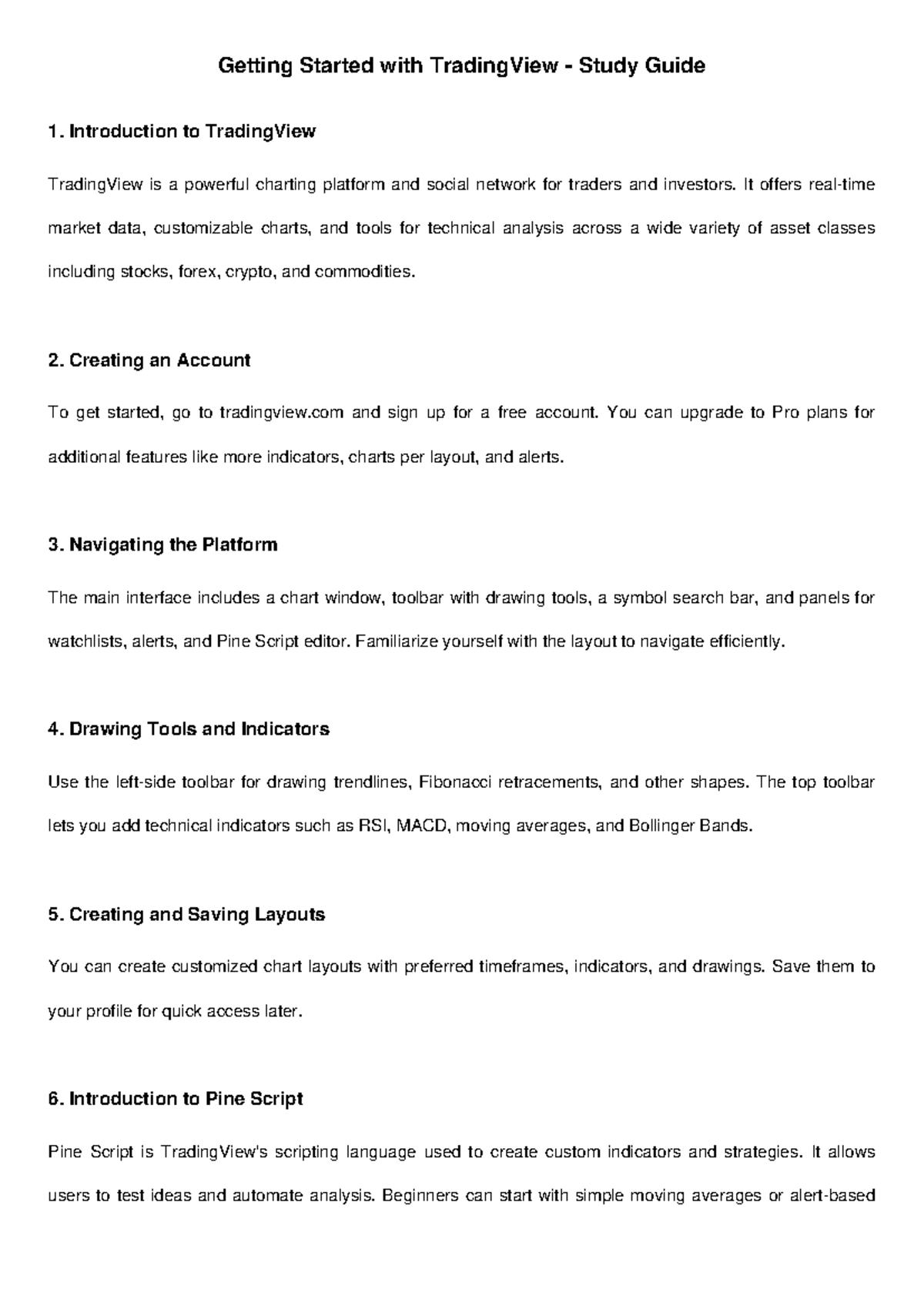 TradingView Study Guide: Getting Started with Charting & Analysis - Studocu
