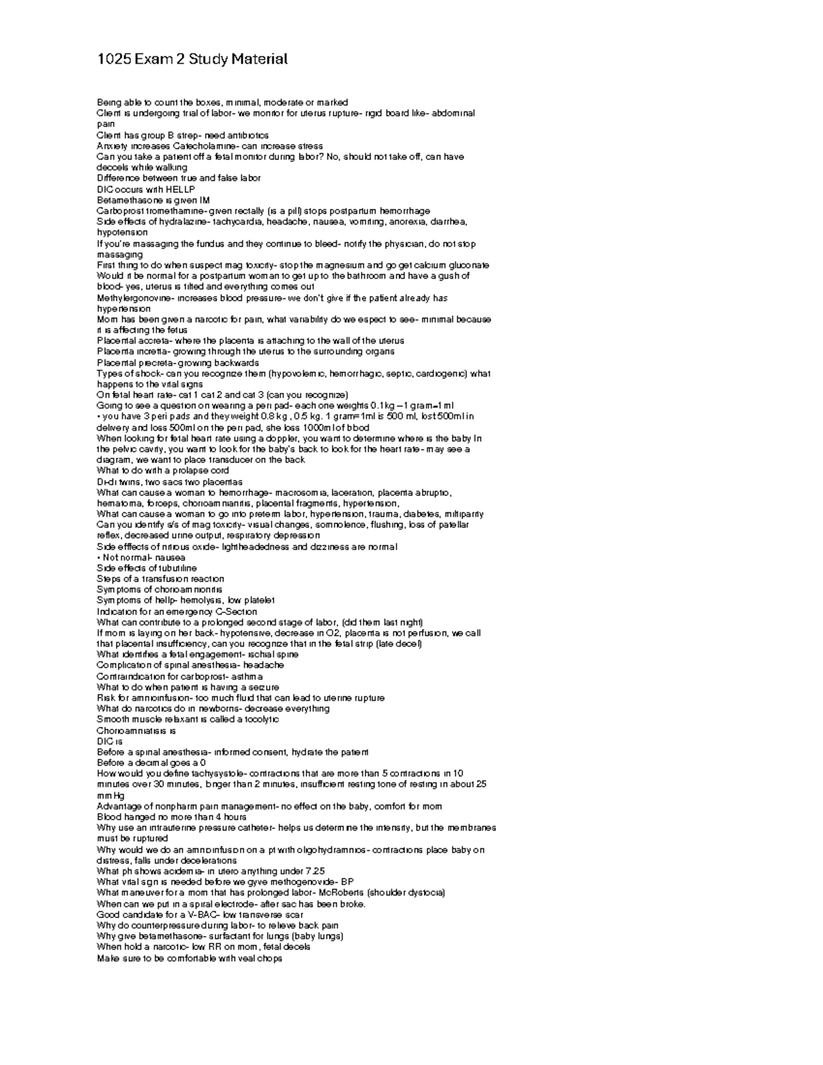 1025 Exam 2 Study material - 1025 Exam 2 Study Material Being able to ...