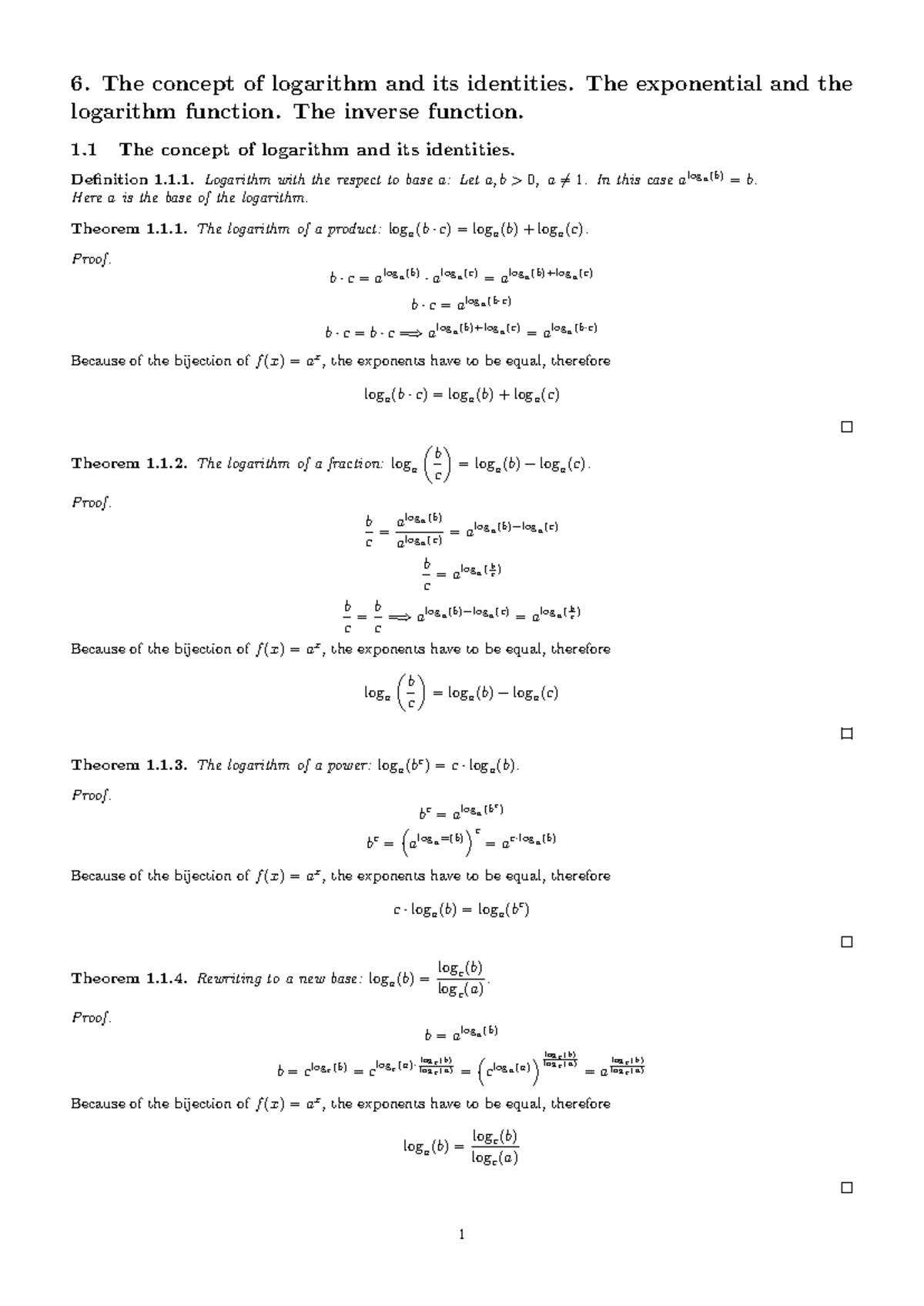 Topic 6 - Logarithm Concepts and Identities Explained - Studocu