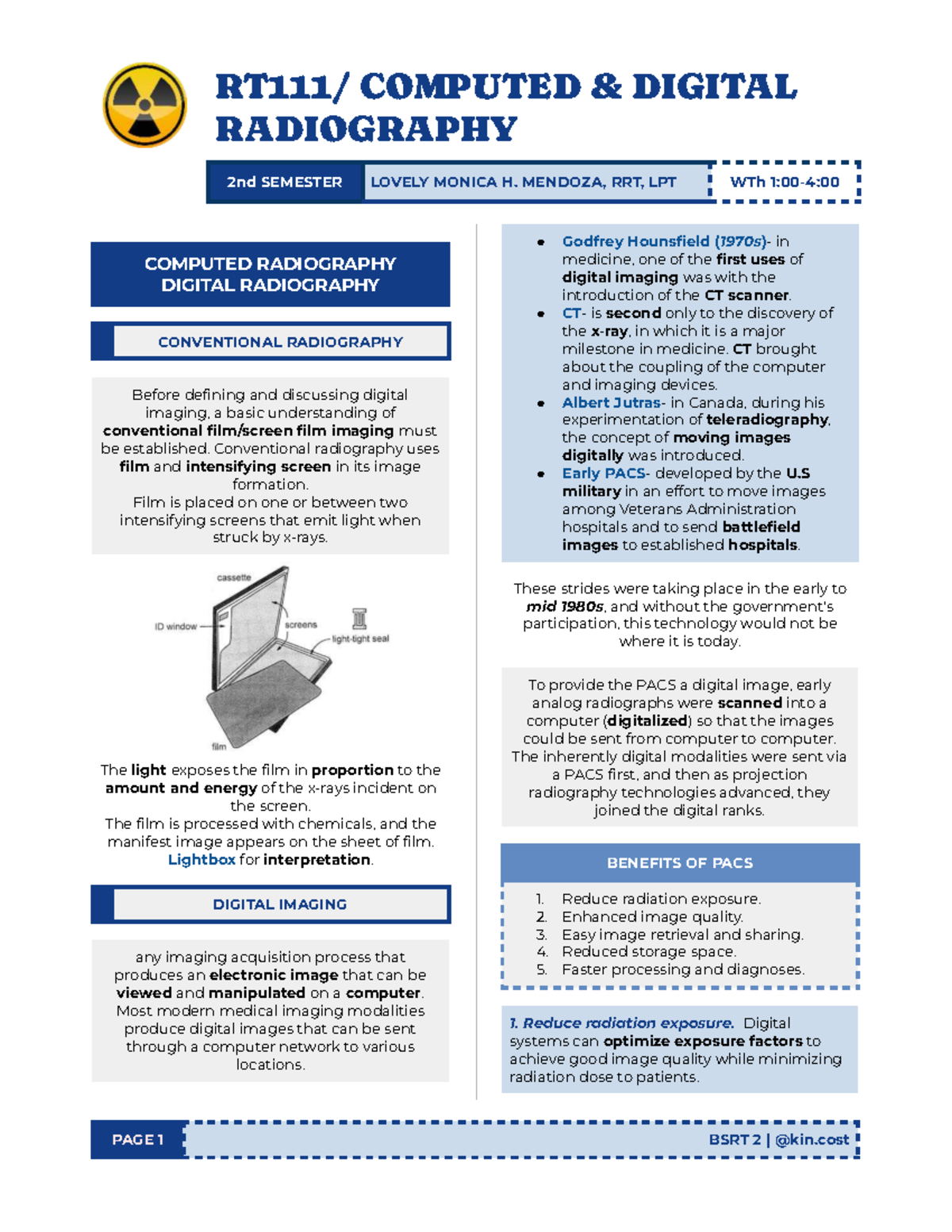 BSRT 2 Computed and Digital Radiography Overview and Insights - Studocu