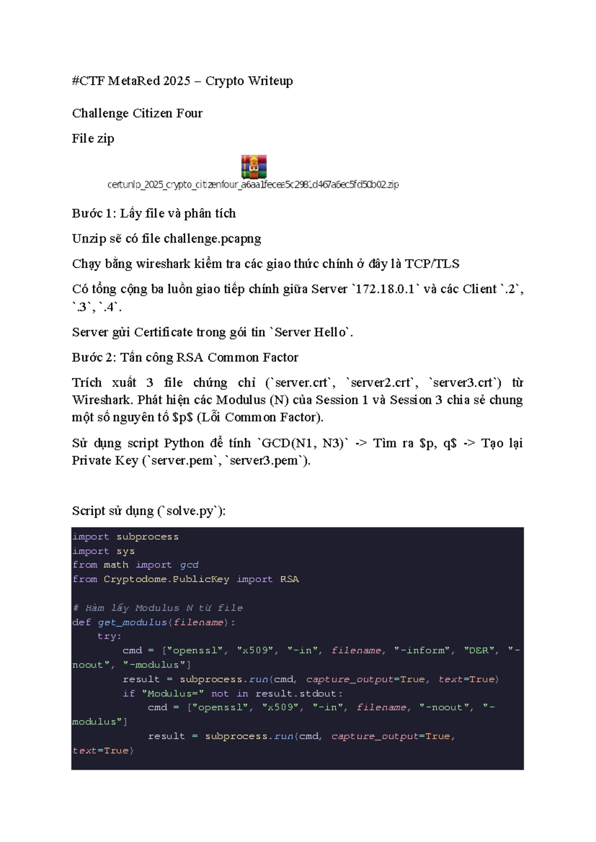 CTF MetaRed 2025 - Writeup for Crypto Challenge Analysis - Studocu