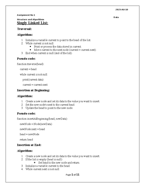 Dsa first assignment - read it - Assignment No. Submitted to: Ms. Arooj ...