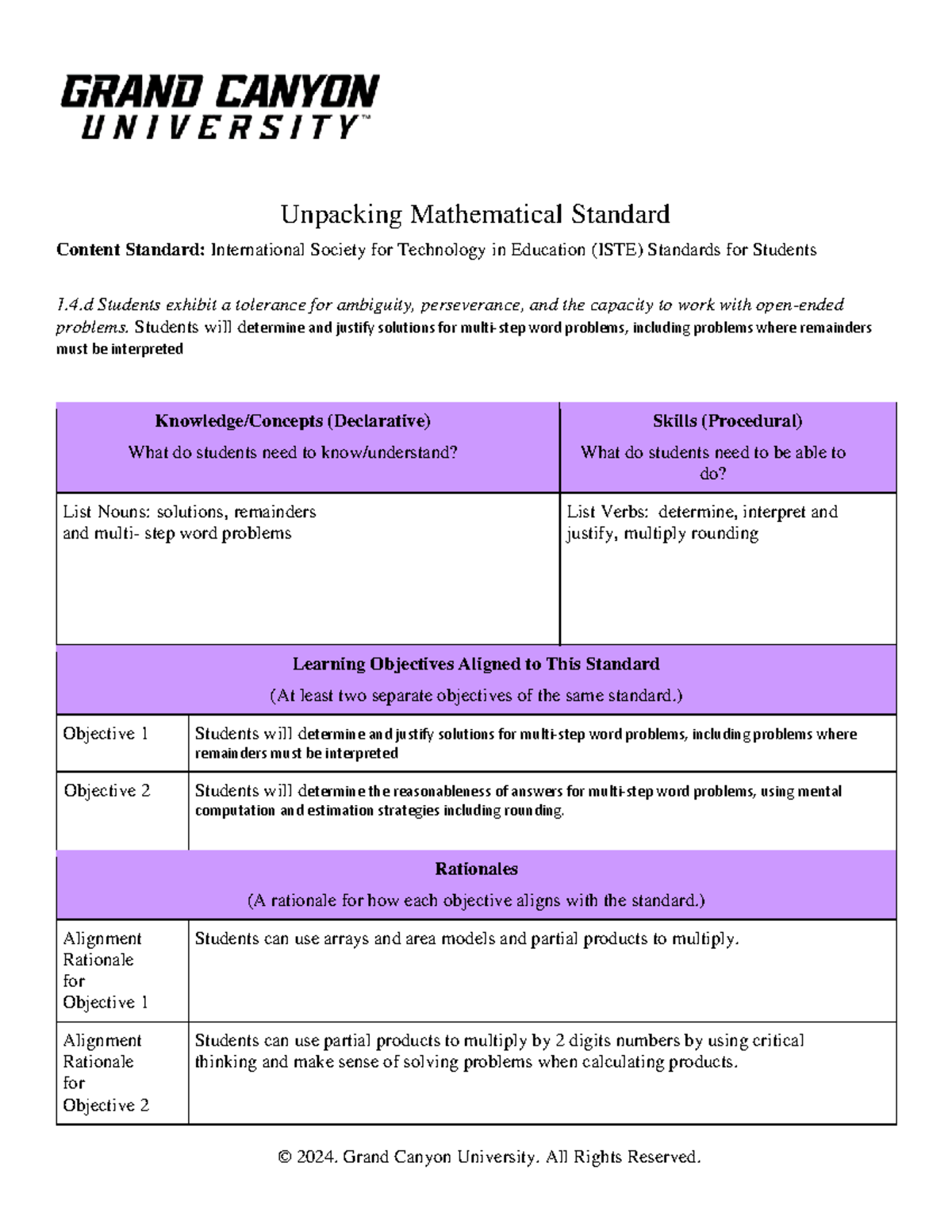 SEC-582-RS-Unpacking ISTE Standards and Learning Objectives - Studocu
