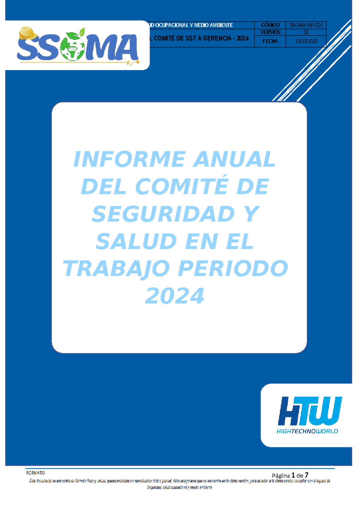 Informe Anual de SST 2024 - Comité de Seguridad y Salud Laboral - Studocu