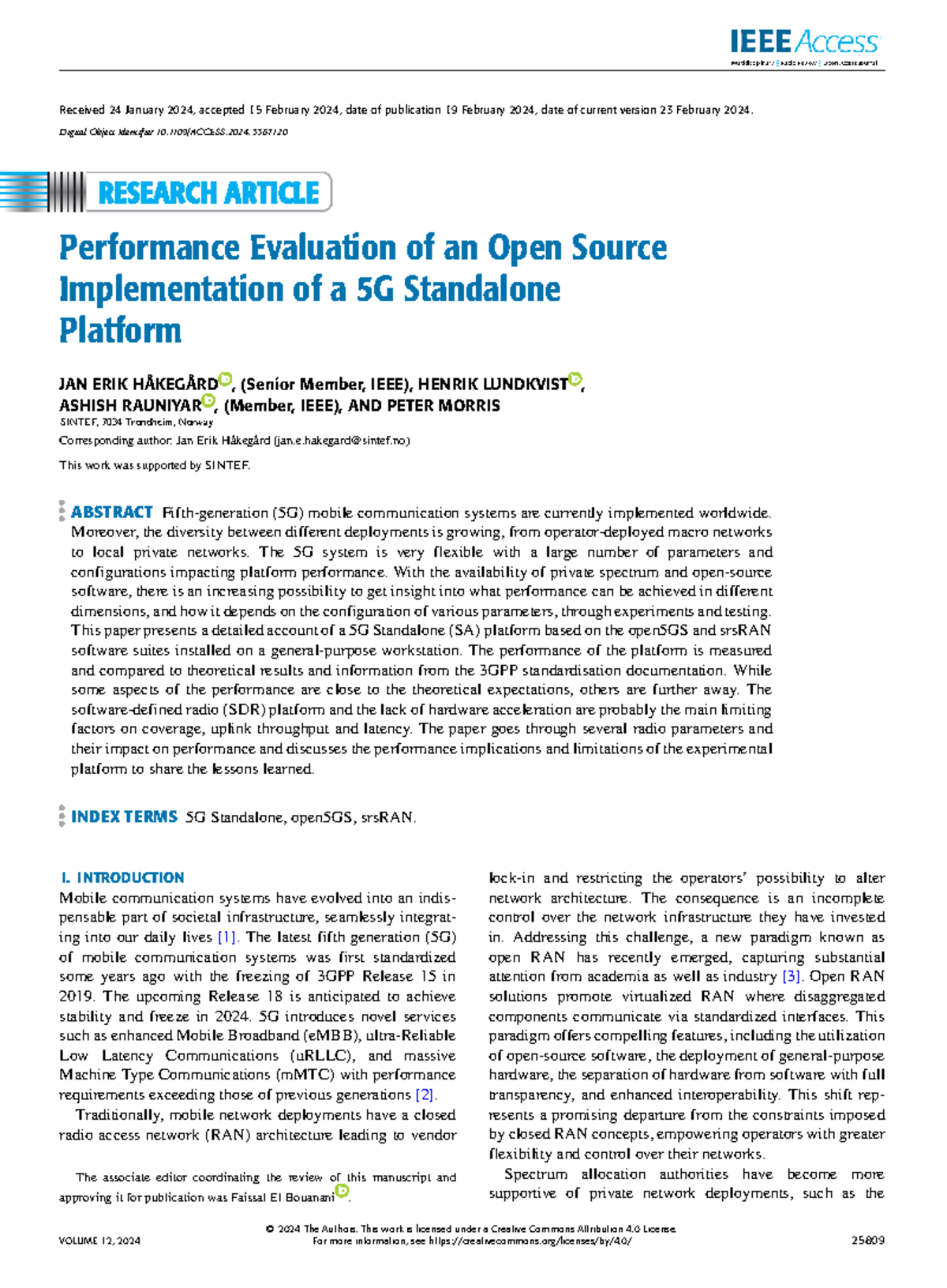 Performance Evaluation of a 5G SA Platform: Open Source Implementation ...
