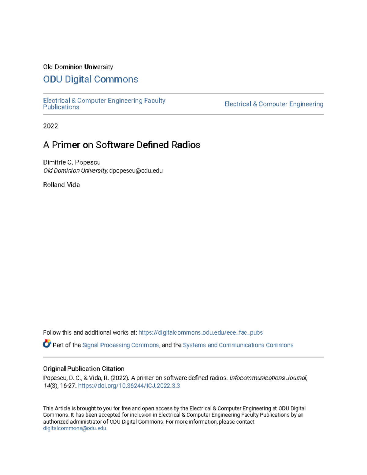 A Primer on Software Defined Radios (ECE 2022) - Studocu