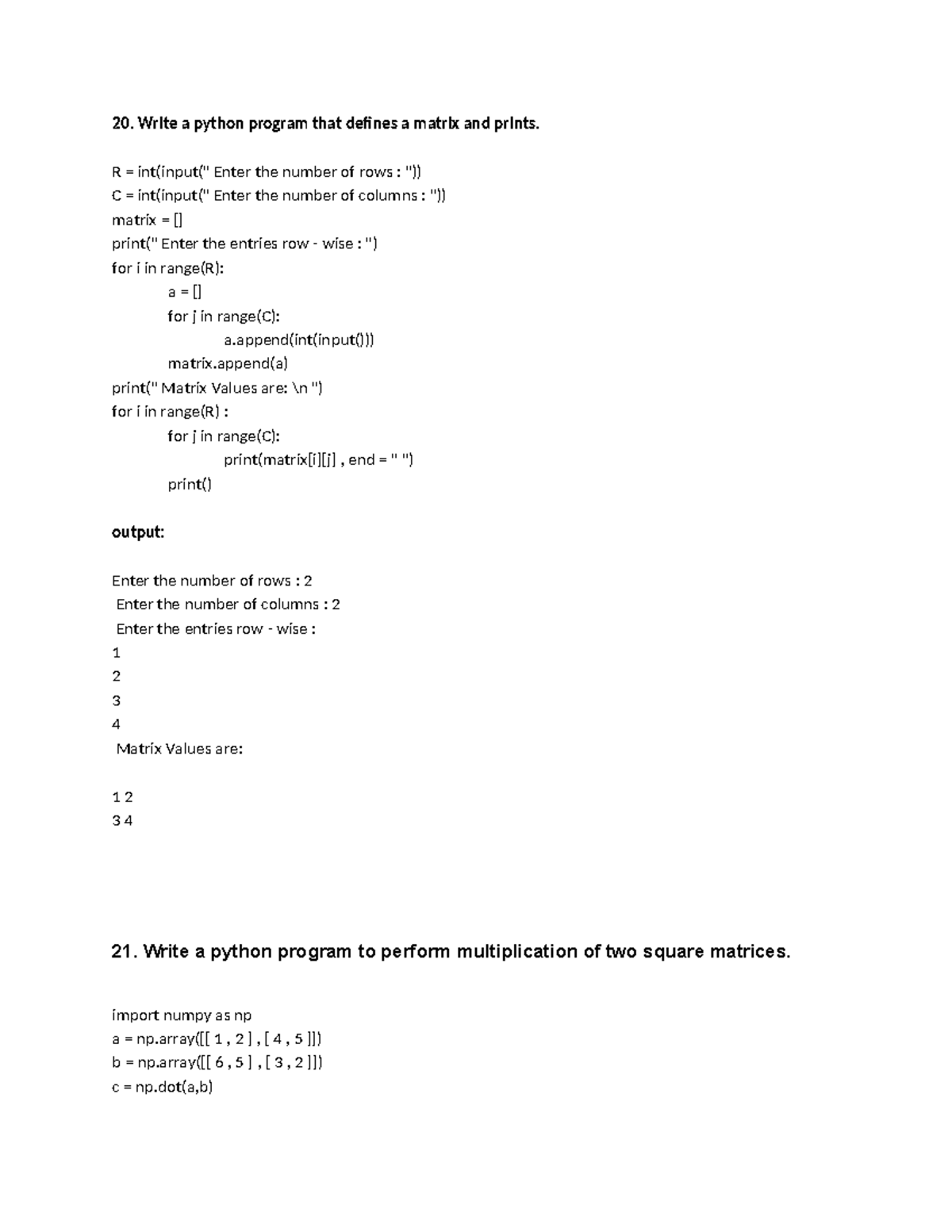 Pythonlab - Unitwise Notes on Matrix Operations and GUI Programming ...