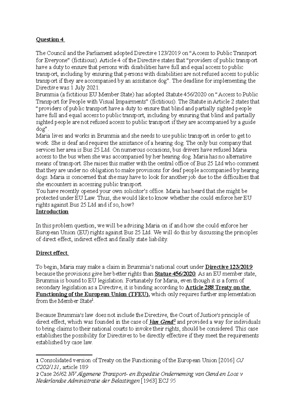 EU summative 2022 - Grade: 72. EU law problem question discussing the ...