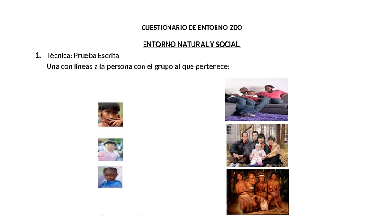 Cuestionario de Entorno Natural y Social - 2DO Grado - Studocu