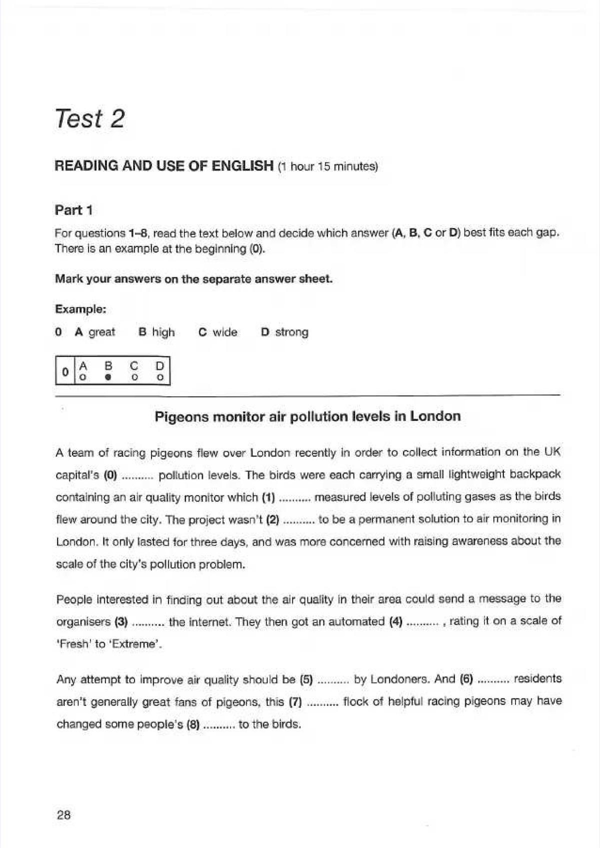 Mock Exam 2 - Reading and Use of English Practice (March 31) - Studocu