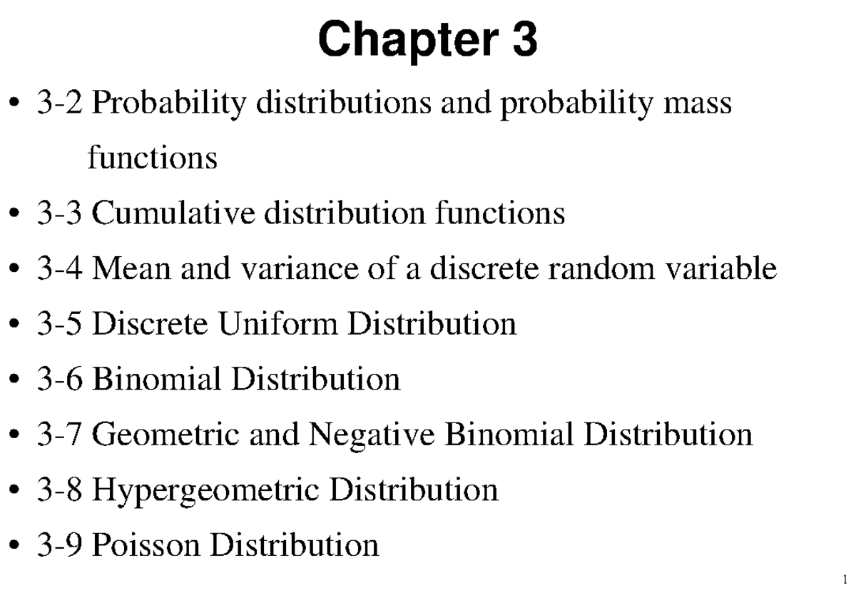 Notes Ch 3 - Probability & Random Variables (12130303) - Chapter 3 3-2 ...