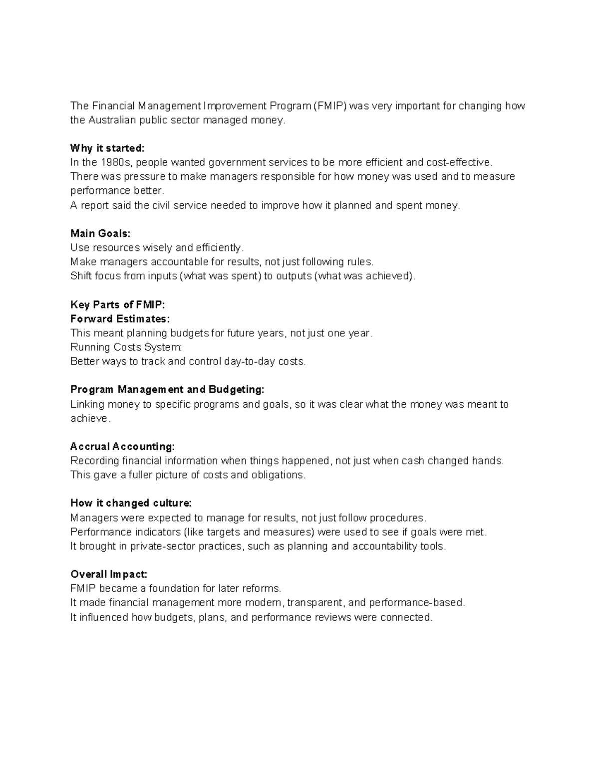 ACT 442: Case Study on NPM's Impact on Public Sector Budgeting - Studocu