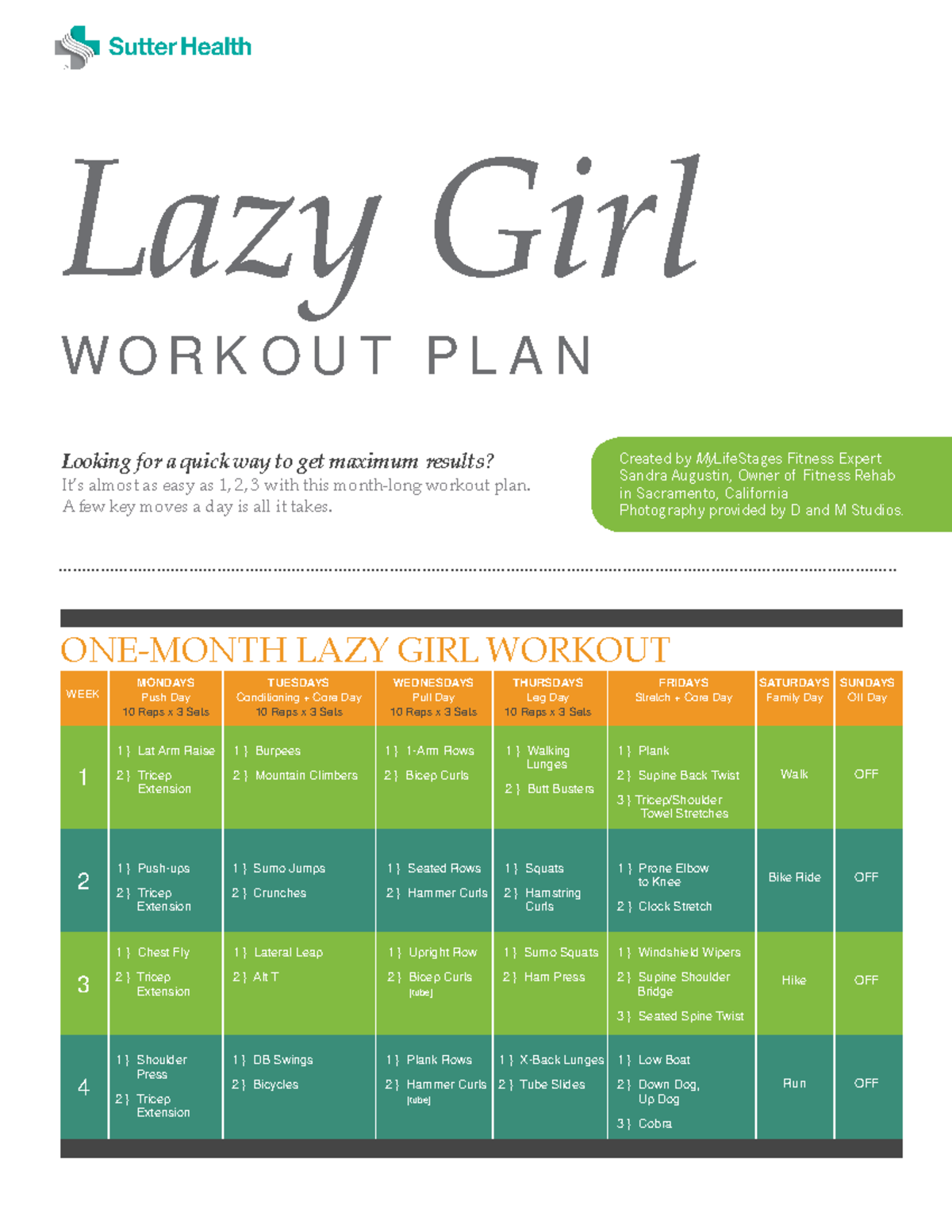 Lazy Girl Workout Plan: A Month of Simple Fitness Routines - Studocu