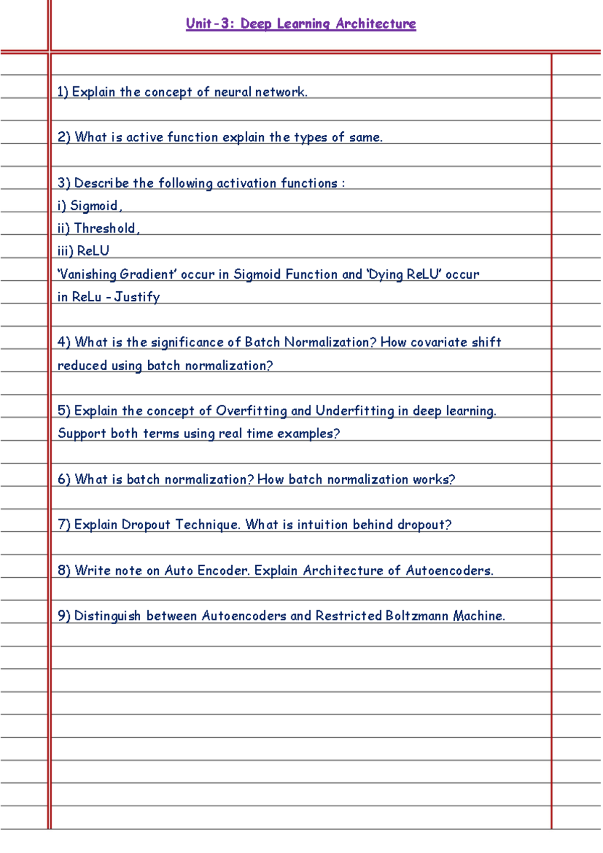Dl notes - Unit- 3 : Deep Learning Architecture Explain the concept of ...