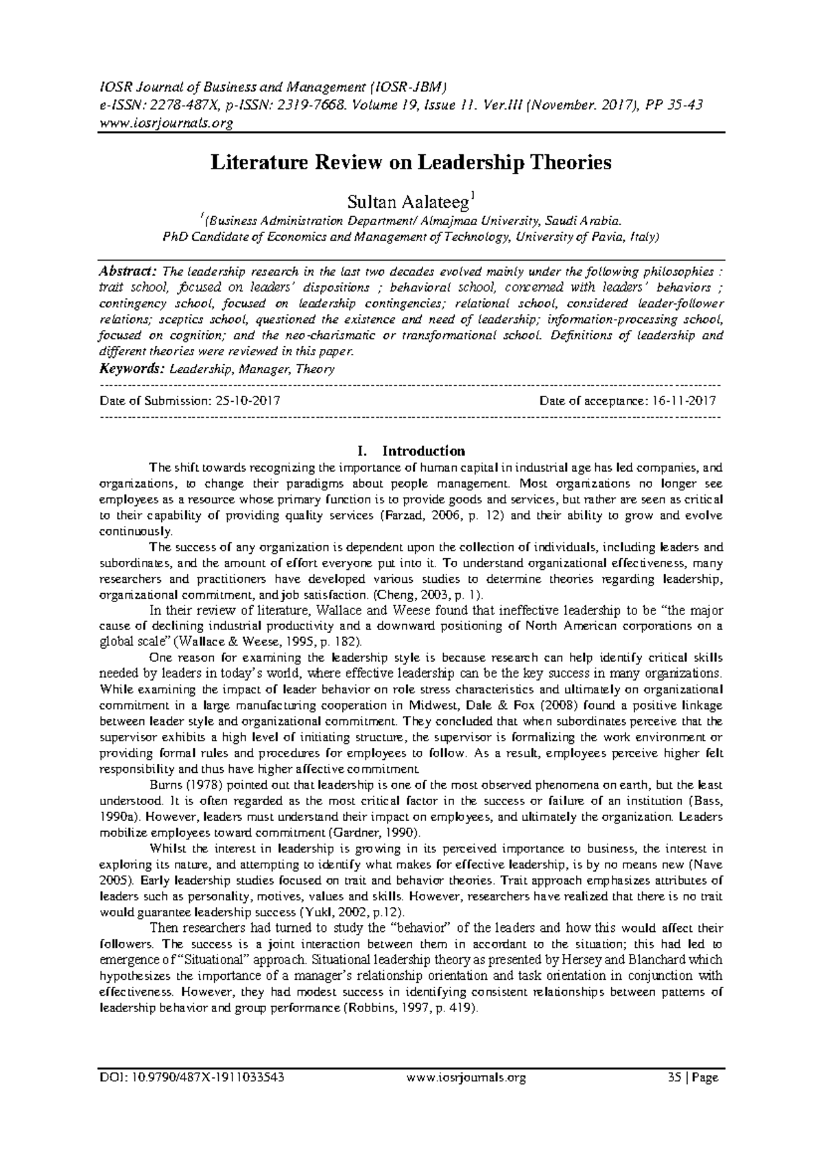 Literature Review on Leadership Theories (BUS 101) - Studocu