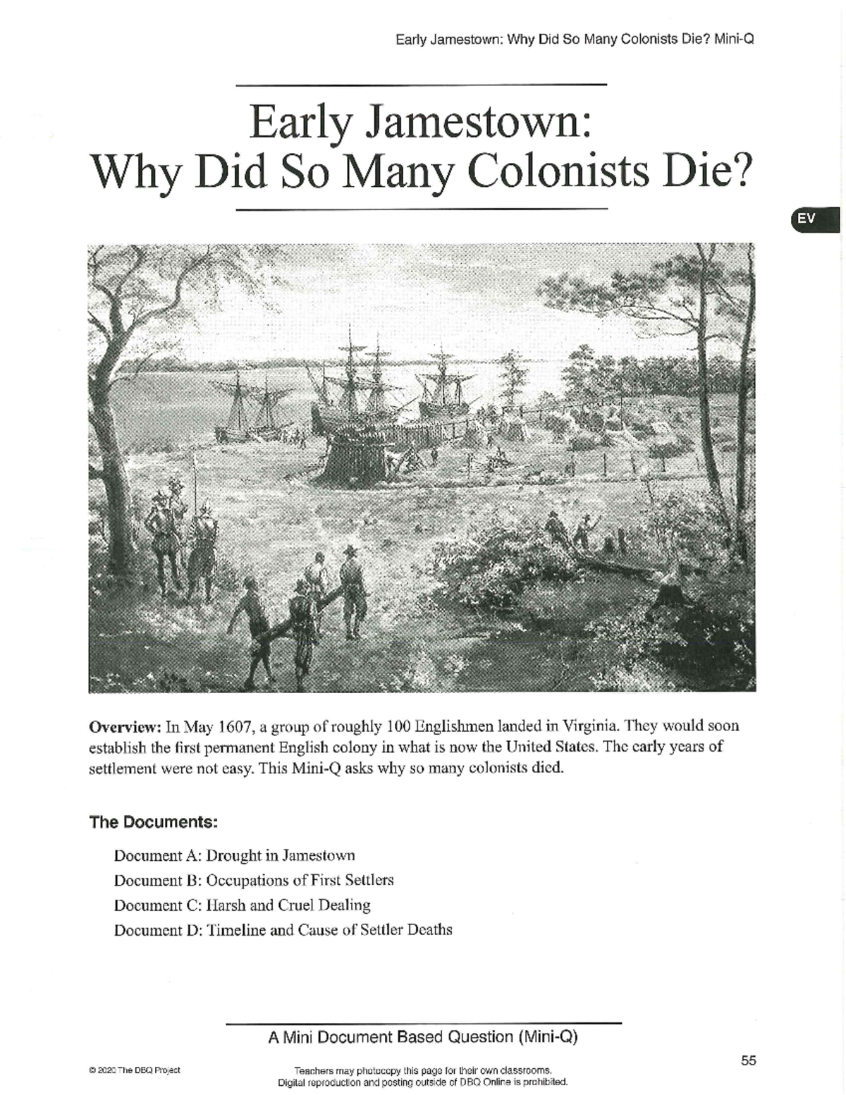 Jamestown mini-DBQ final - Early Jamestown: Why Did So Many Colonists ...