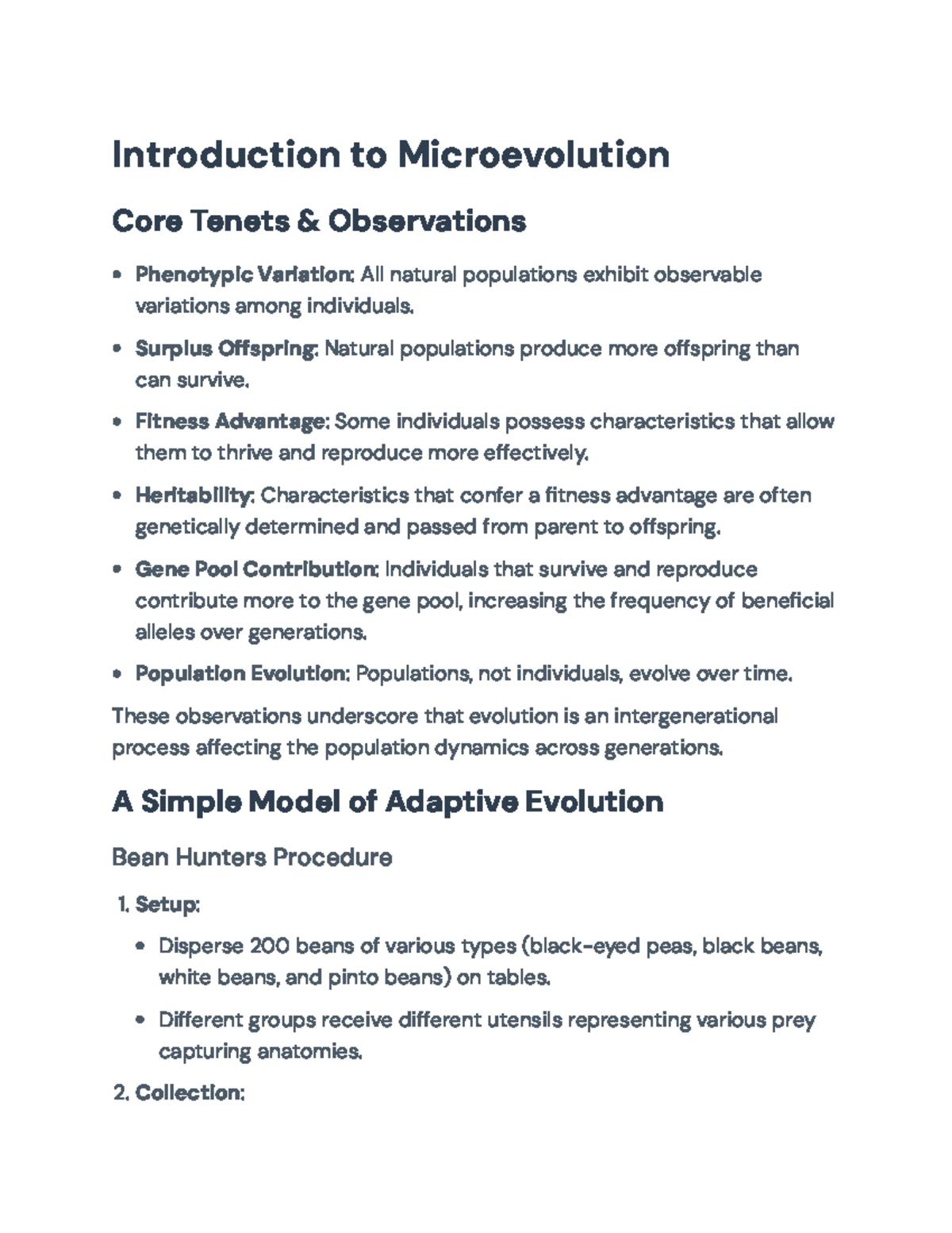 Microevolution: Mechanisms, Observations & Adaptive Evolution ...