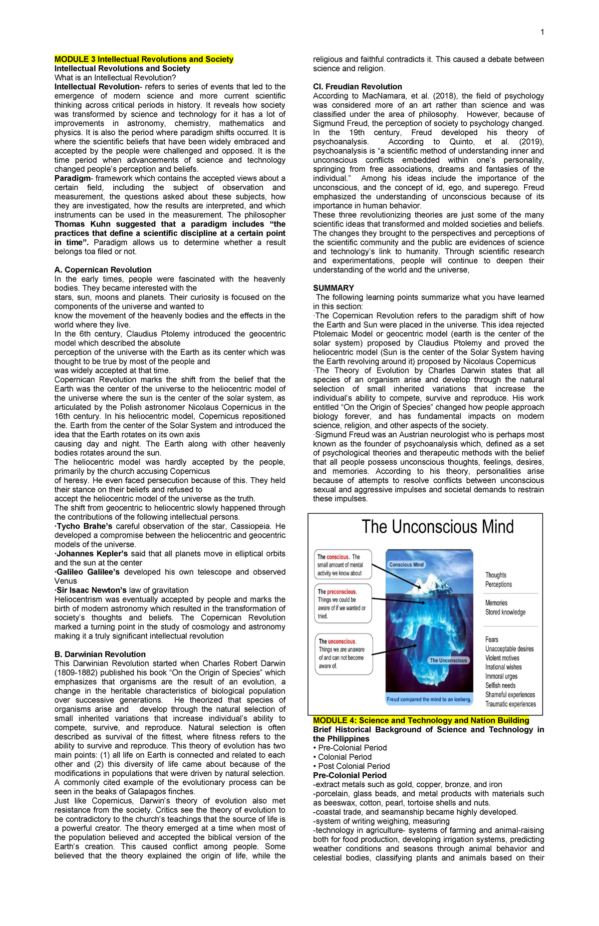 MODULE 3 & 4: Intellectual Revolutions and Science in Society - Studocu